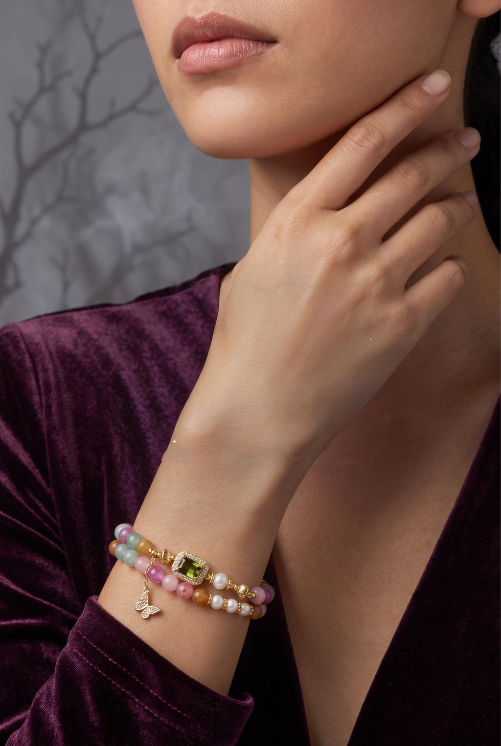 Rainbow Flutter Bracelet | Recycled Brass, Gemstones & Pearls