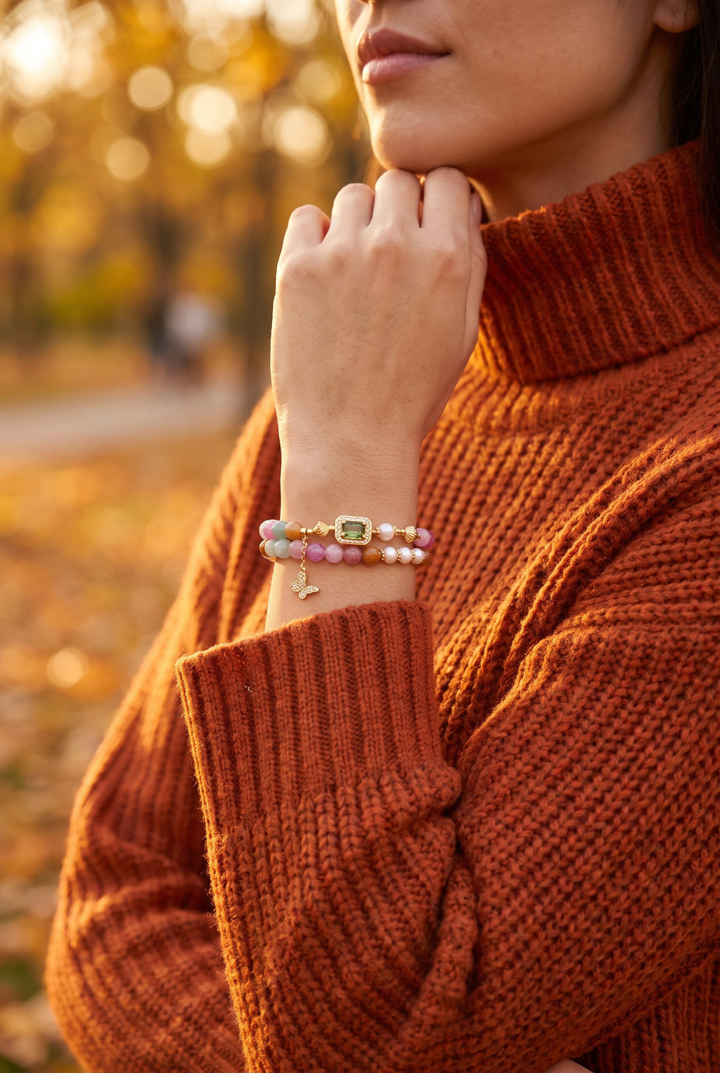 Rainbow Flutter Bracelet | Recycled Brass, Gemstones & Pearls