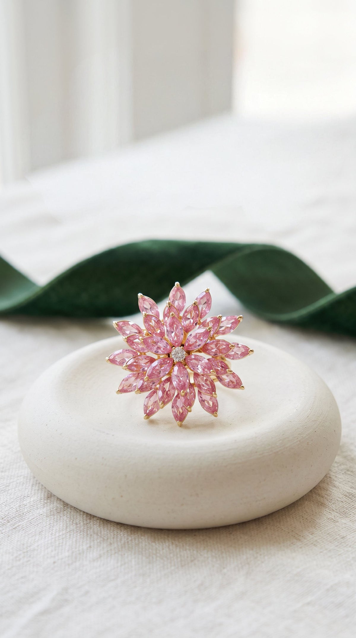 Bloom Burst Brooch – White Gold-Plated Zirconia Floral Pin