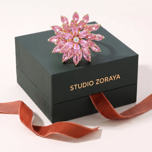 Bloom Burst Brooch – White Gold-Plated Zirconia Floral Pin