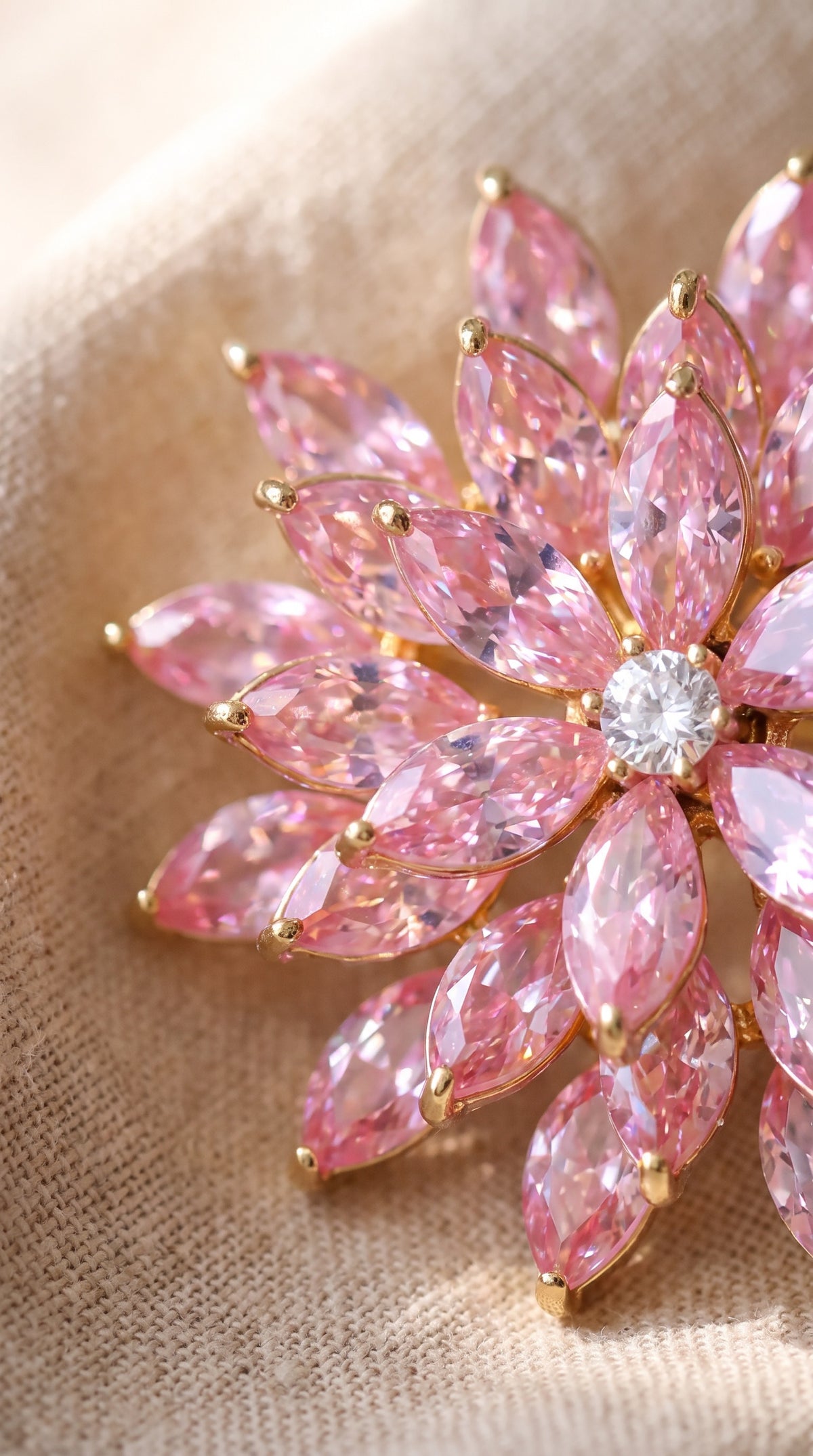 Bloom Burst Brooch – White Gold-Plated Zirconia Floral Pin