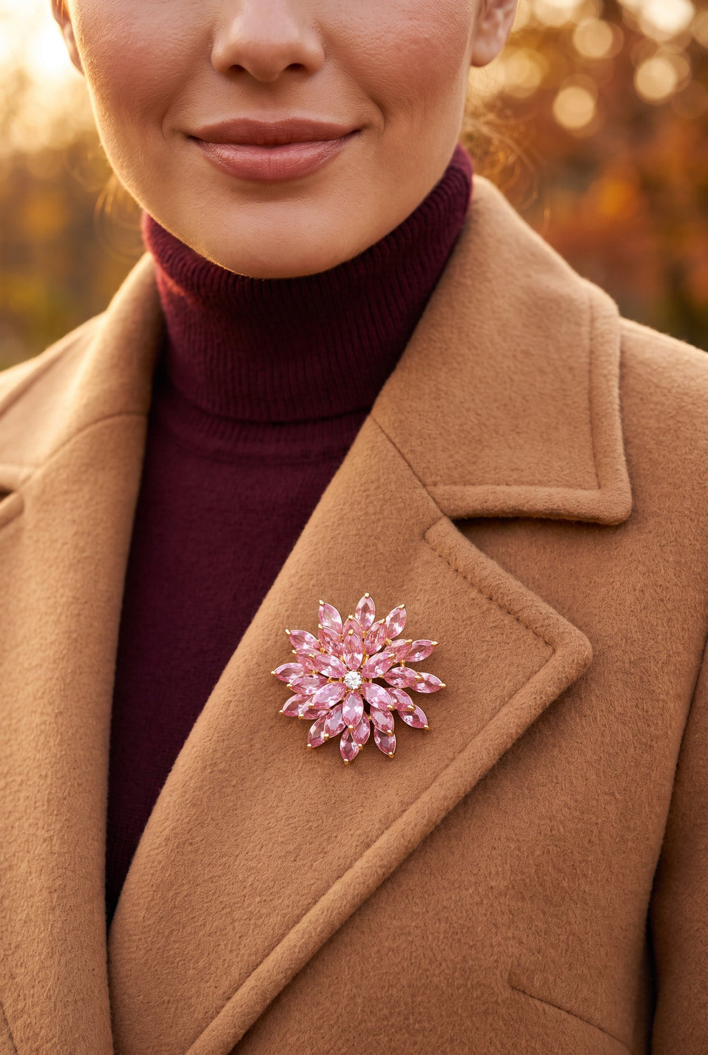 Bloom Burst Brooch – White Gold-Plated Zirconia Floral Pin