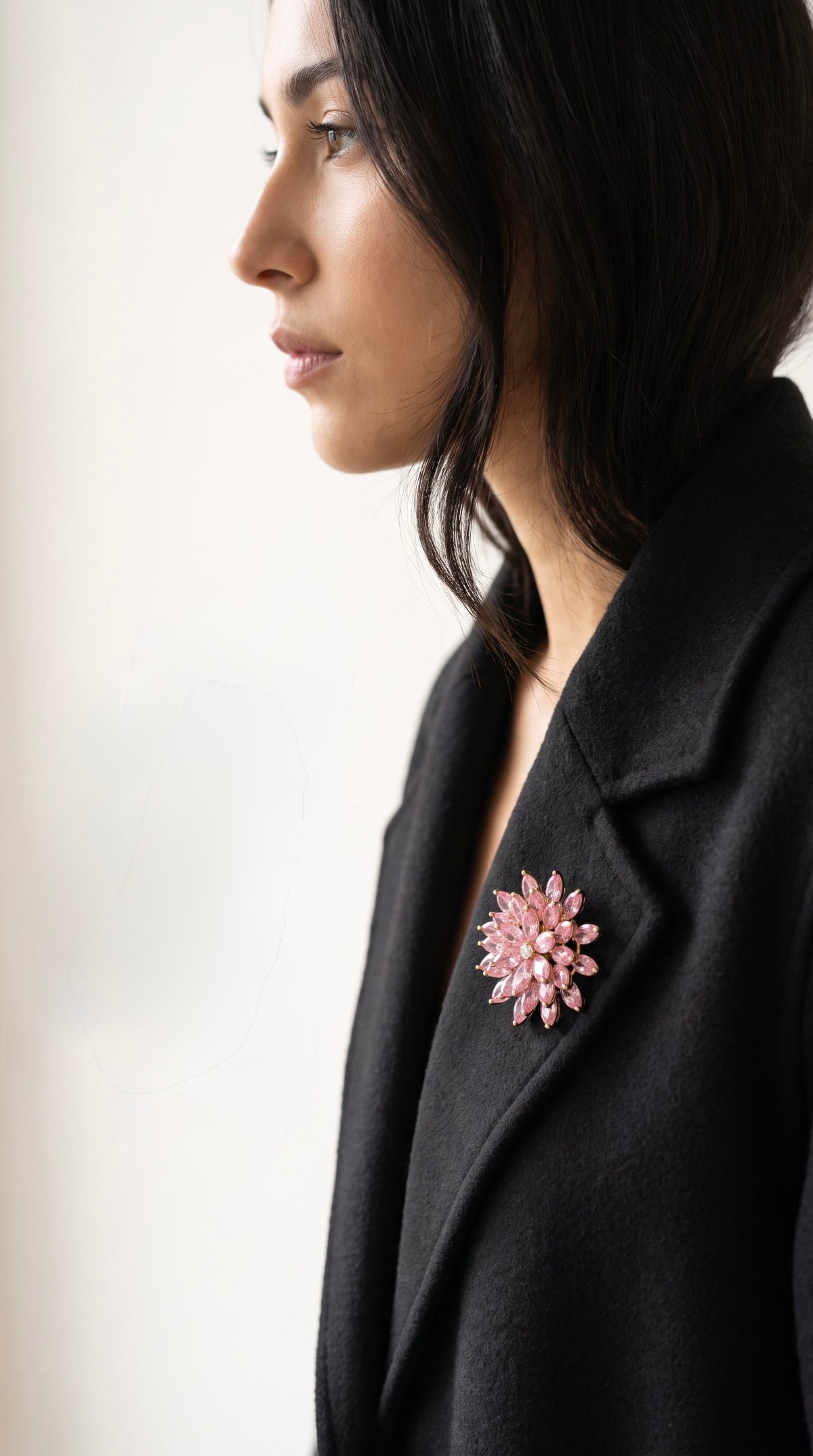 Bloom Burst Brooch – White Gold-Plated Zirconia Floral Pin