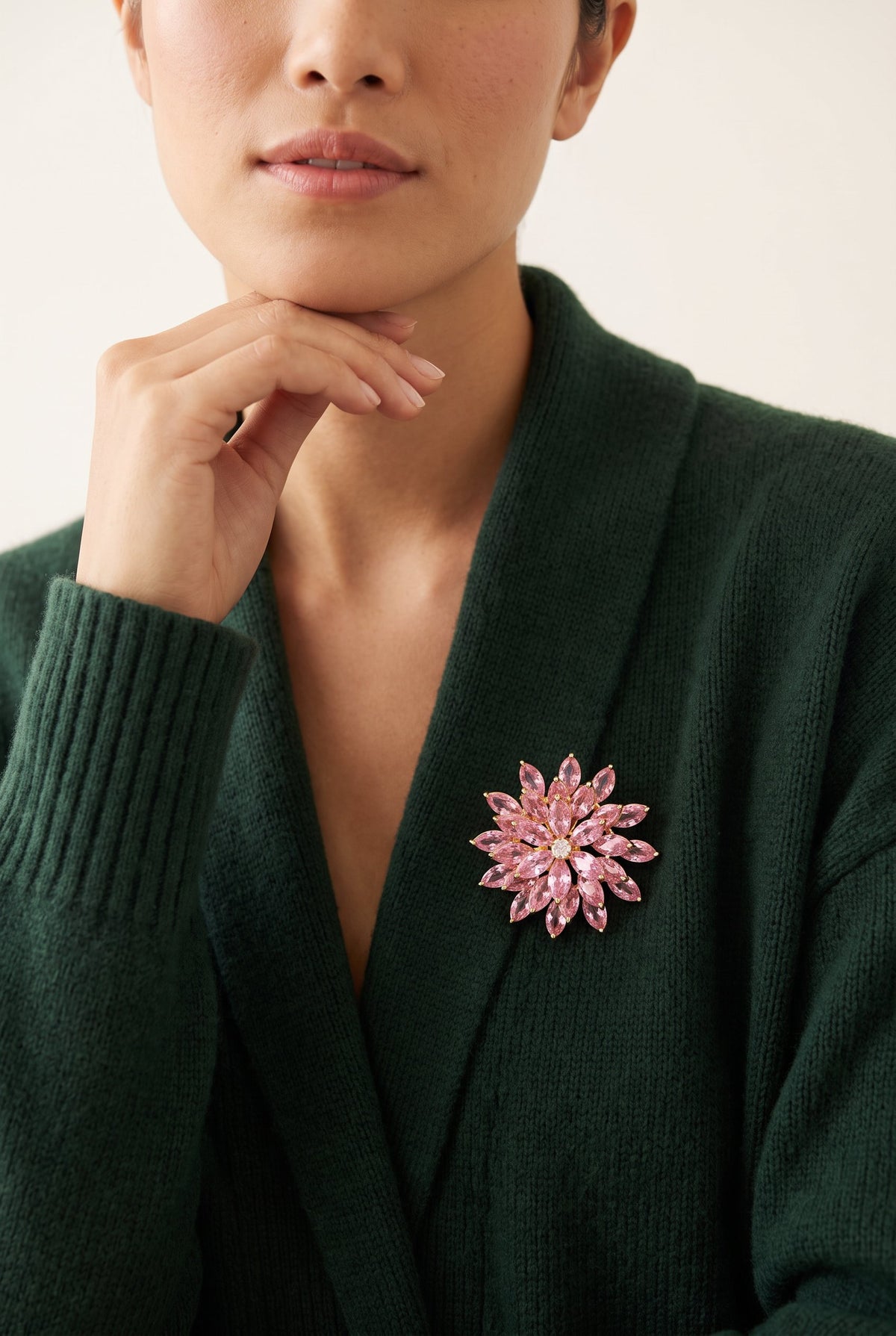 Bloom Burst Brooch – White Gold-Plated Zirconia Floral Pin