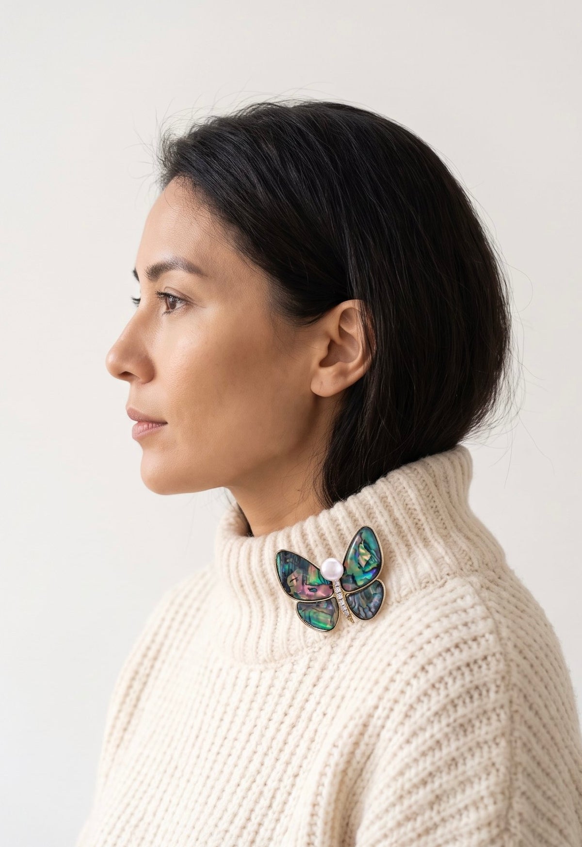 Rainbow Butterfly Brooch – 14K Gold-Plated Recycled Brass & Pearl Pin