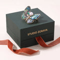 Rainbow Butterfly Brooch – 14K Gold-Plated Recycled Brass & Pearl Pin