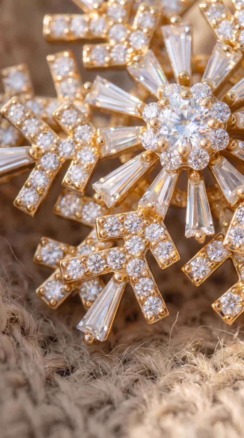 Winter Constellation Brooch – Gold-Plated Snowflake Pin with Zirconia