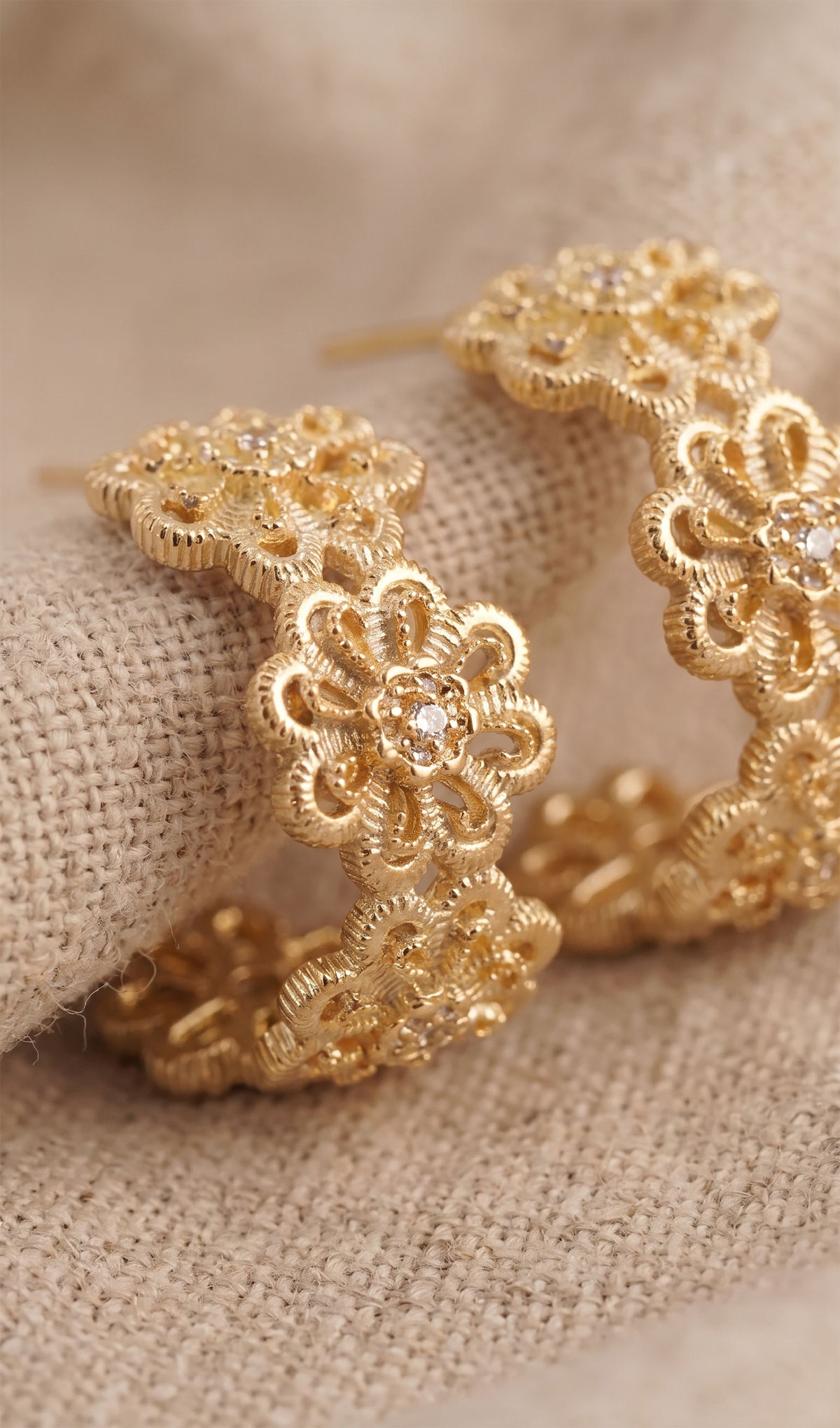 Bloom Filigree Hoops | Gold-Plated Recycled Brass Open-Work Earrings