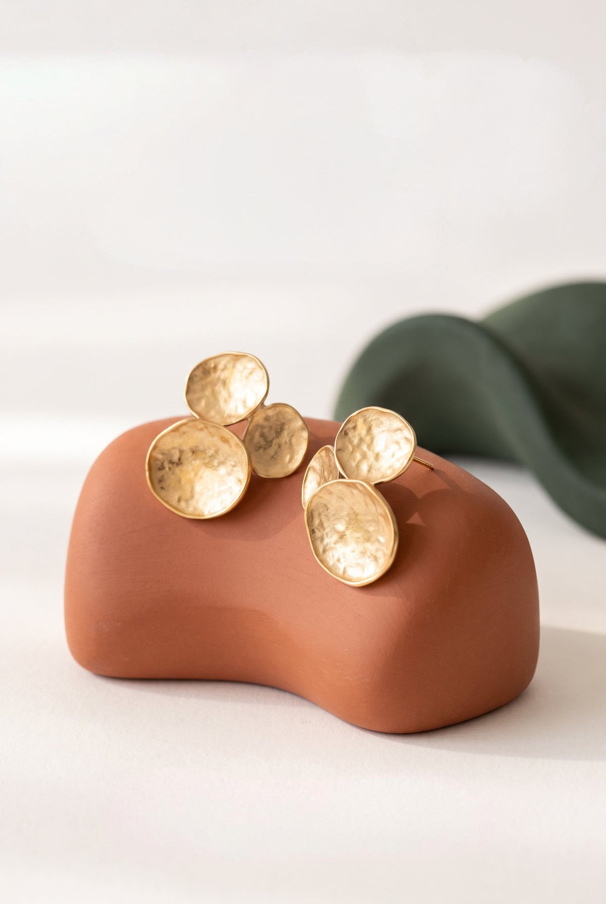 Petal Cluster Earrings | Hammered Geometric Waterproof Gold Studs