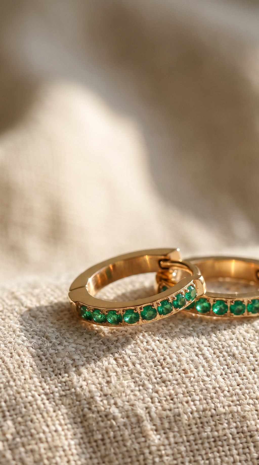Emerald Energy Huggies | Gold-Plated Stainless Steel Waterproof Minimalist Hoops