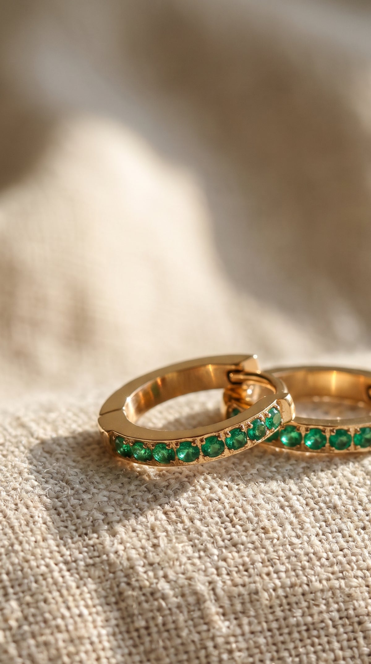 Emerald Energy Huggies | Gold-Plated Stainless Steel Waterproof Minimalist Hoops