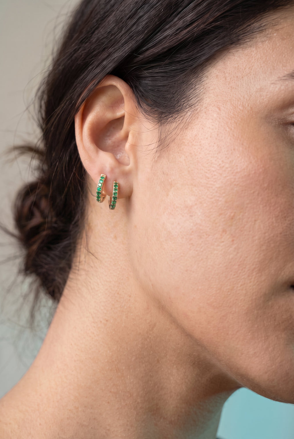 Emerald Energy Huggies | Gold-Plated Stainless Steel Waterproof Minimalist Hoops