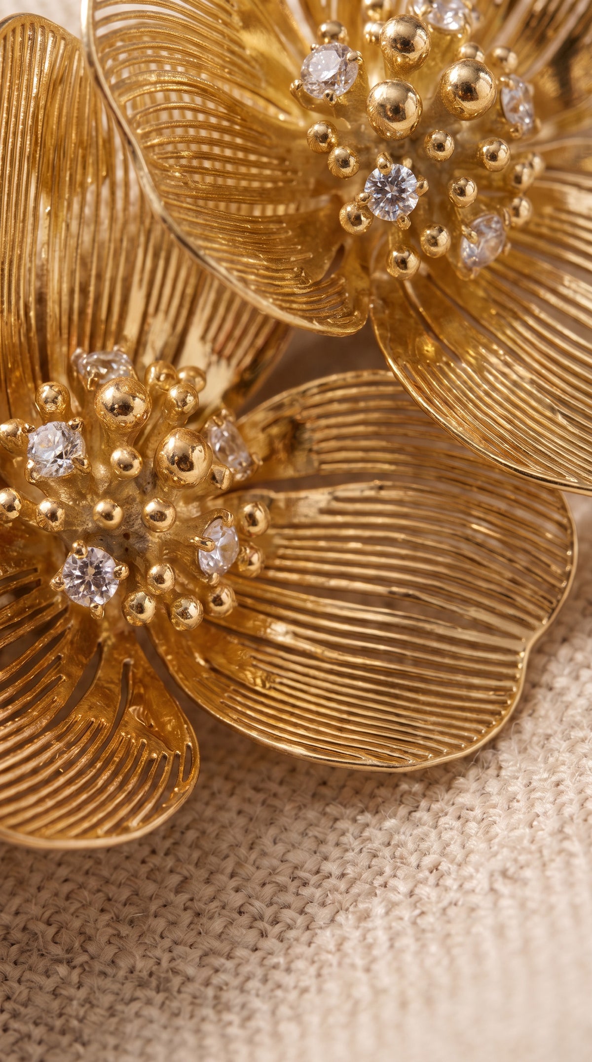 Golden Bloom Double Earrings | Gold-Plated Botanical Double Studs
