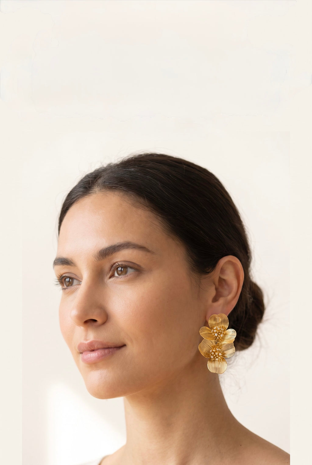 Golden Bloom Double Earrings | Gold-Plated Botanical Double Studs