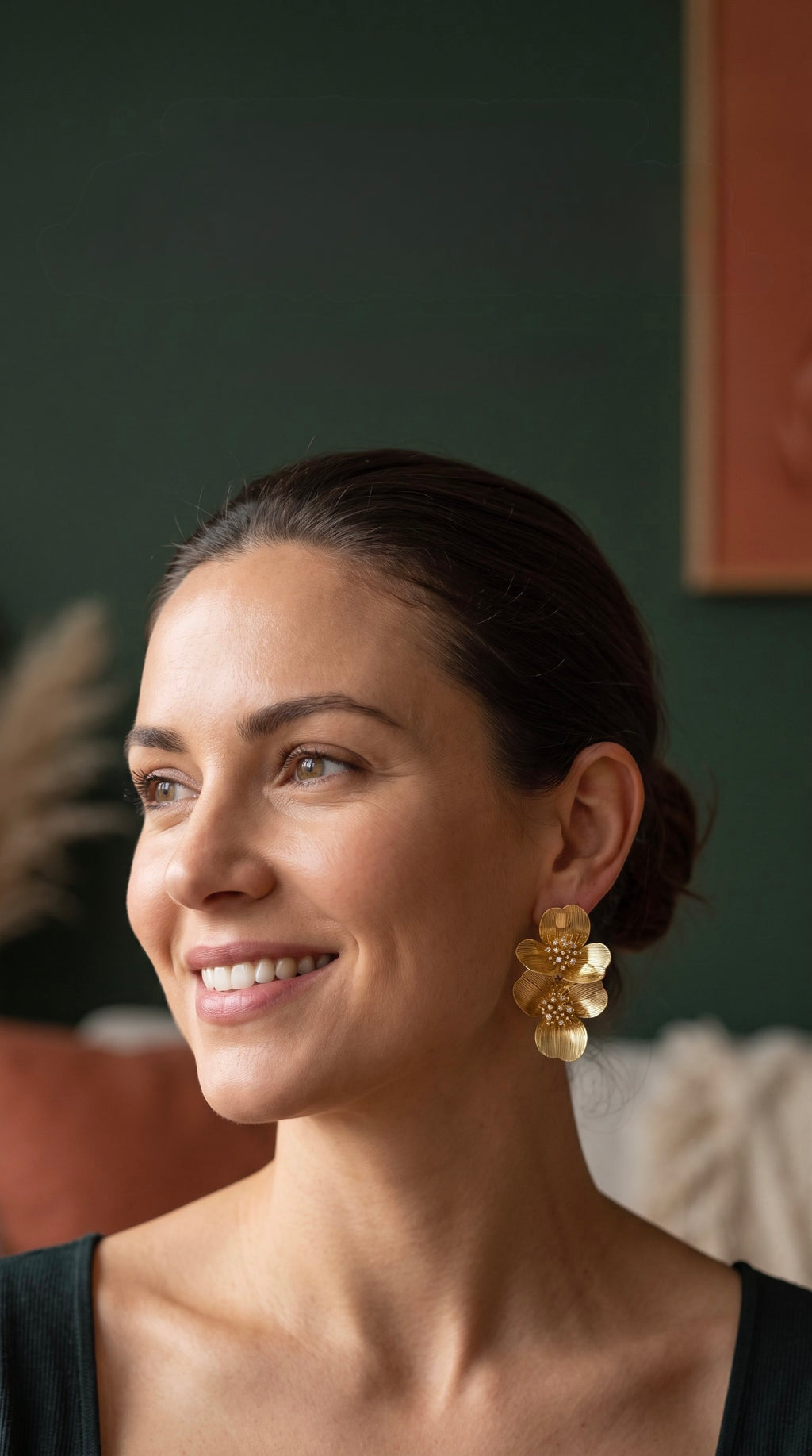 Golden Bloom Double Earrings | Gold-Plated Botanical Double Studs