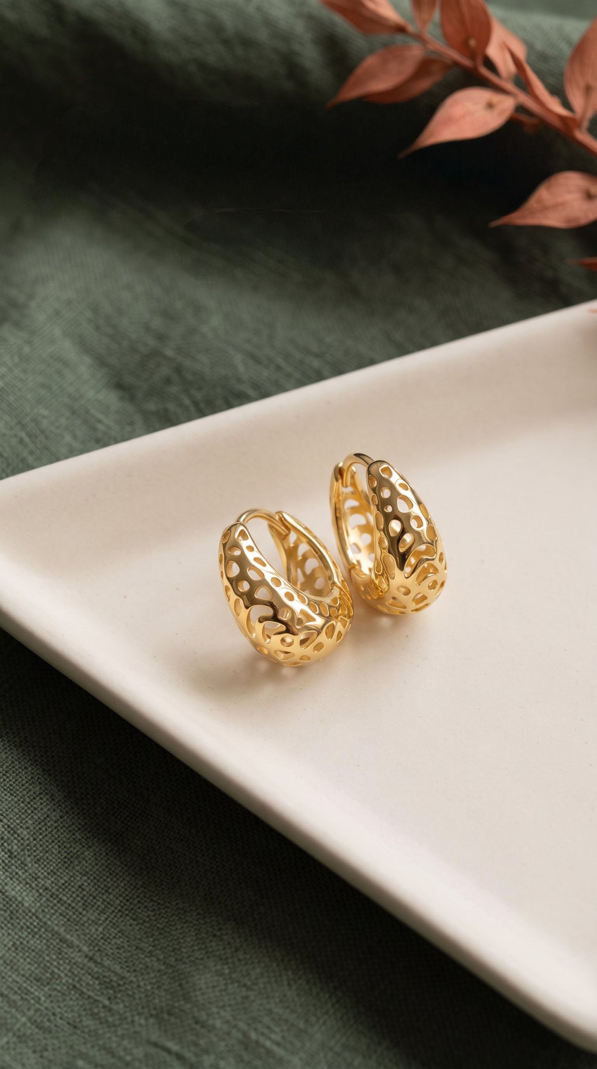 Honeycomb Dream Hoops | Gold-Plated Cutout Geometric Hoops