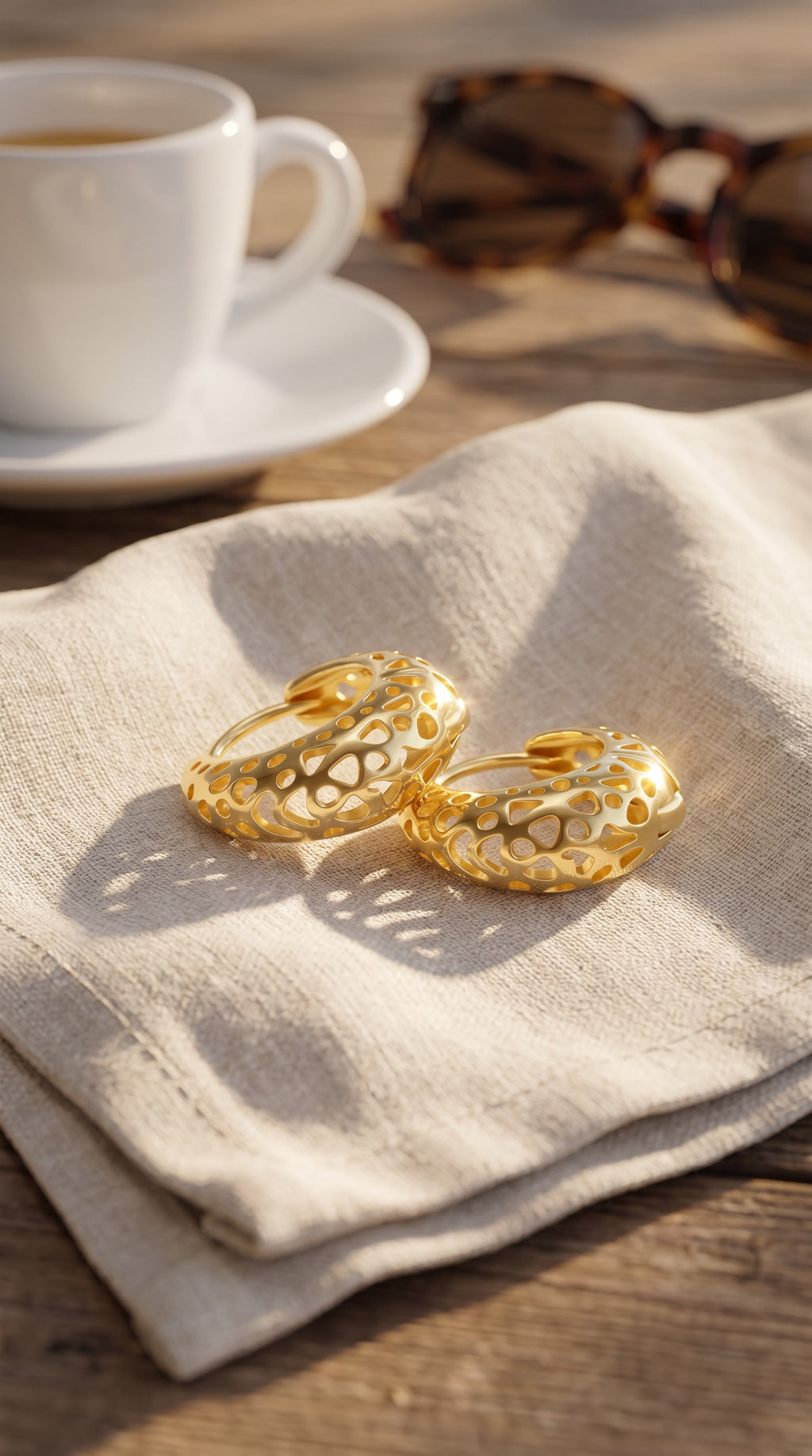 Honeycomb Dream Hoops | Gold-Plated Cutout Geometric Hoops