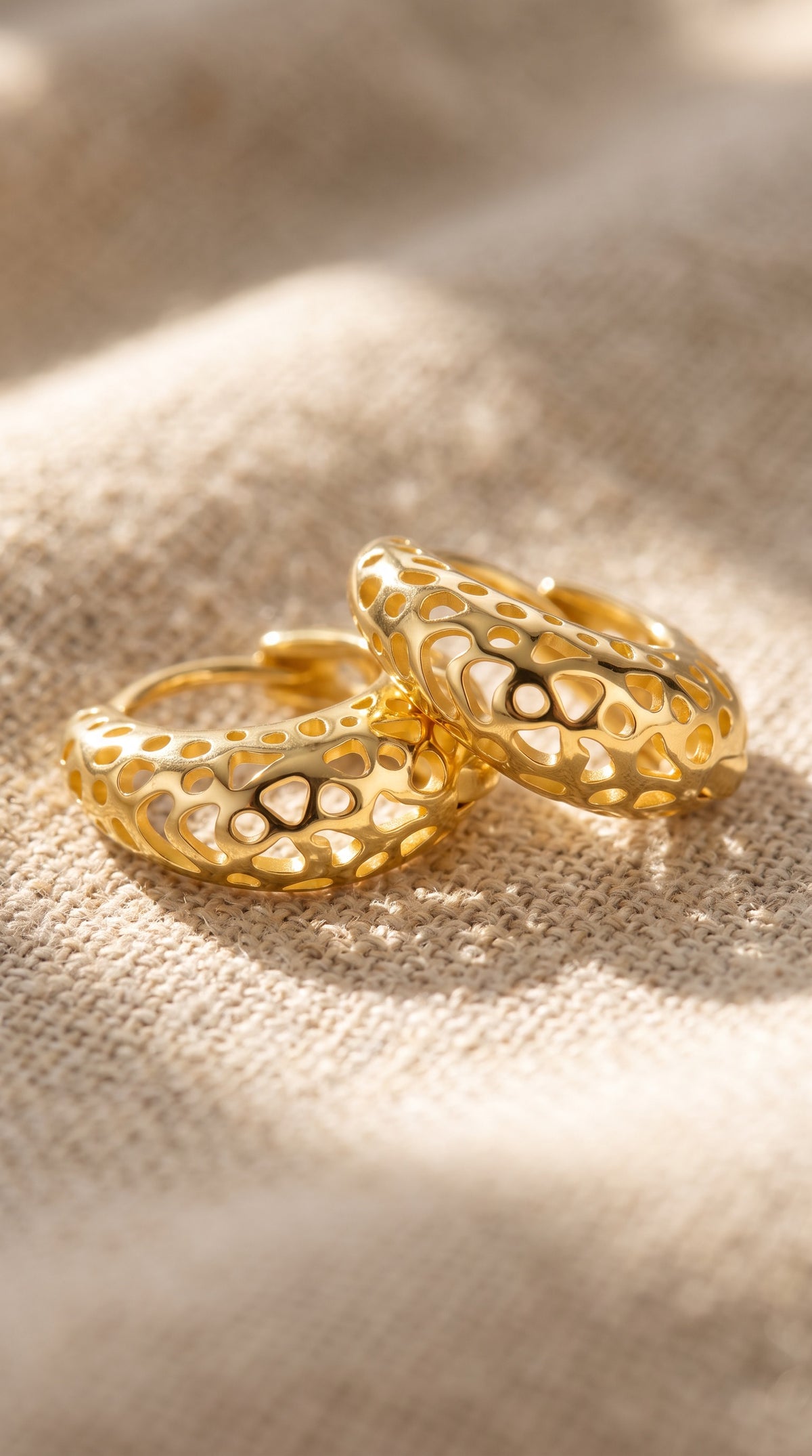 Honeycomb Dream Hoops | Gold-Plated Cutout Geometric Hoops