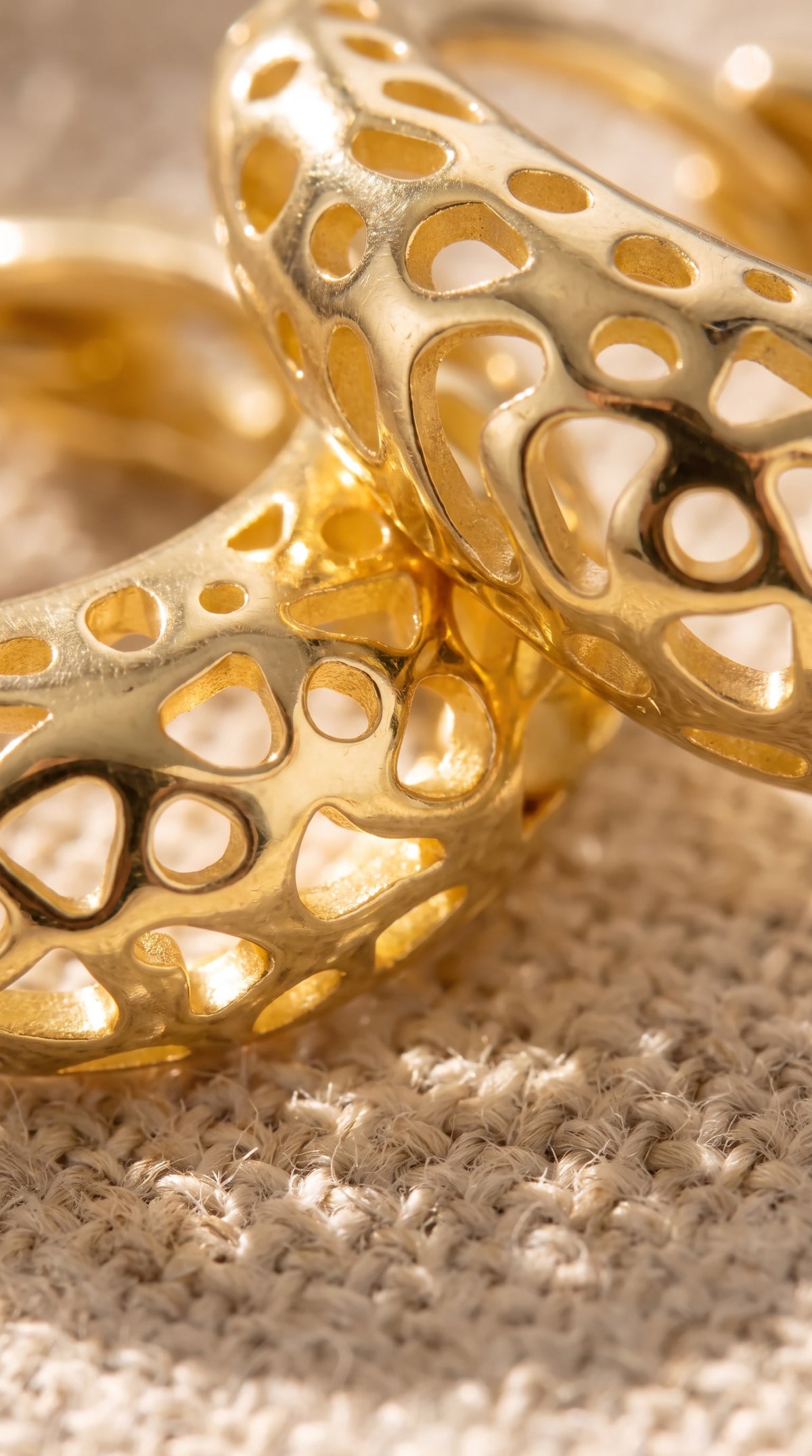 Honeycomb Dream Hoops | Gold-Plated Cutout Geometric Hoops