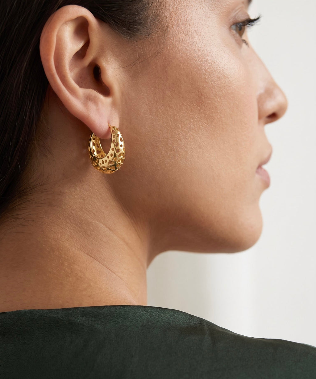 Honeycomb Dream Hoops | Gold-Plated Cutout Geometric Hoops