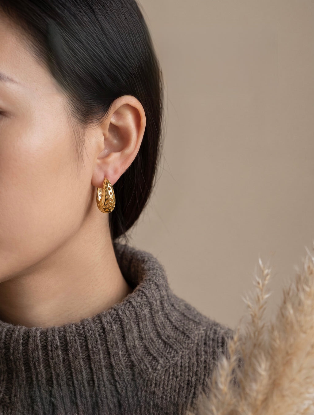 Honeycomb Dream Hoops | Gold-Plated Cutout Geometric Hoops