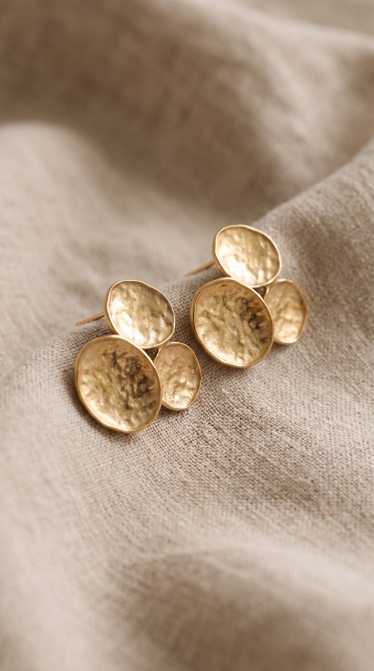 Petal Cluster Earrings | Hammered Geometric Waterproof Gold Studs