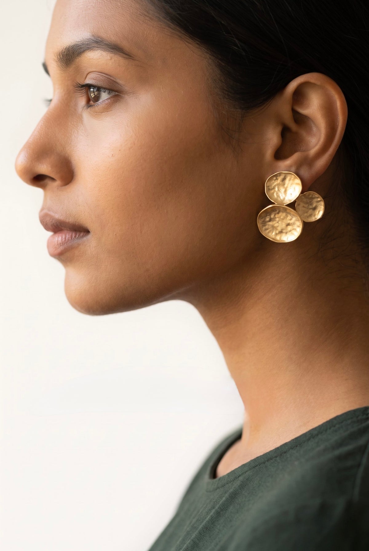 Petal Cluster Earrings | Hammered Geometric Waterproof Gold Studs