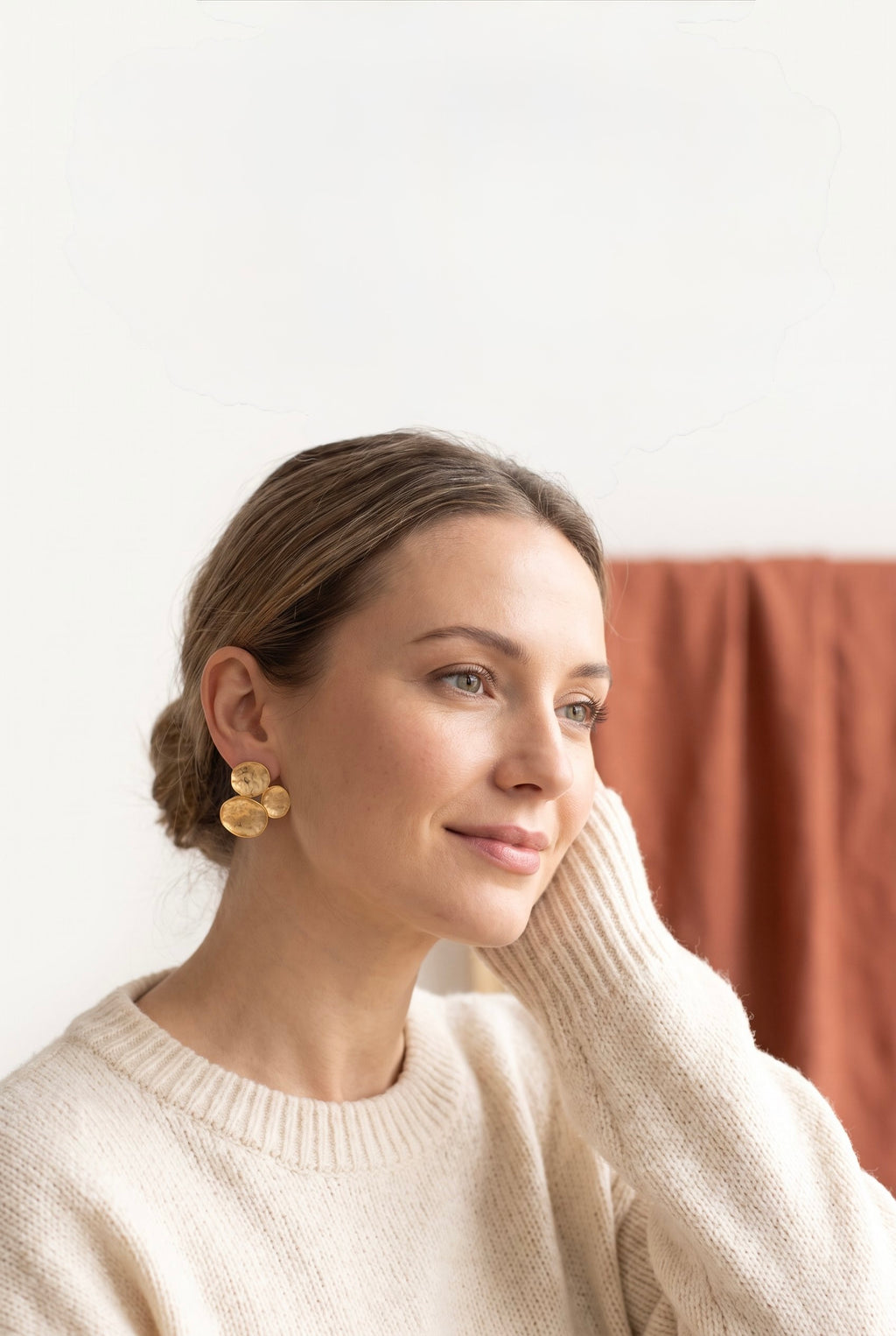 Petal Cluster Earrings | Hammered Geometric Waterproof Gold Studs