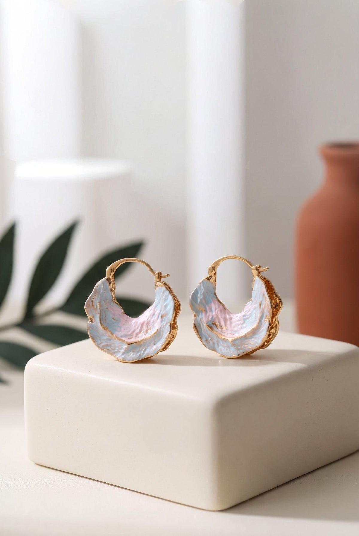 Tide Pool Hoops | Gold-Plated Enamel Hoops