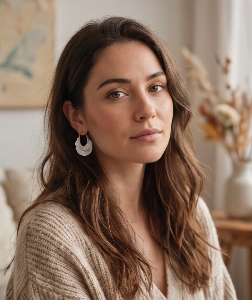 Tide Pool Hoops | Gold-Plated Enamel Hoops