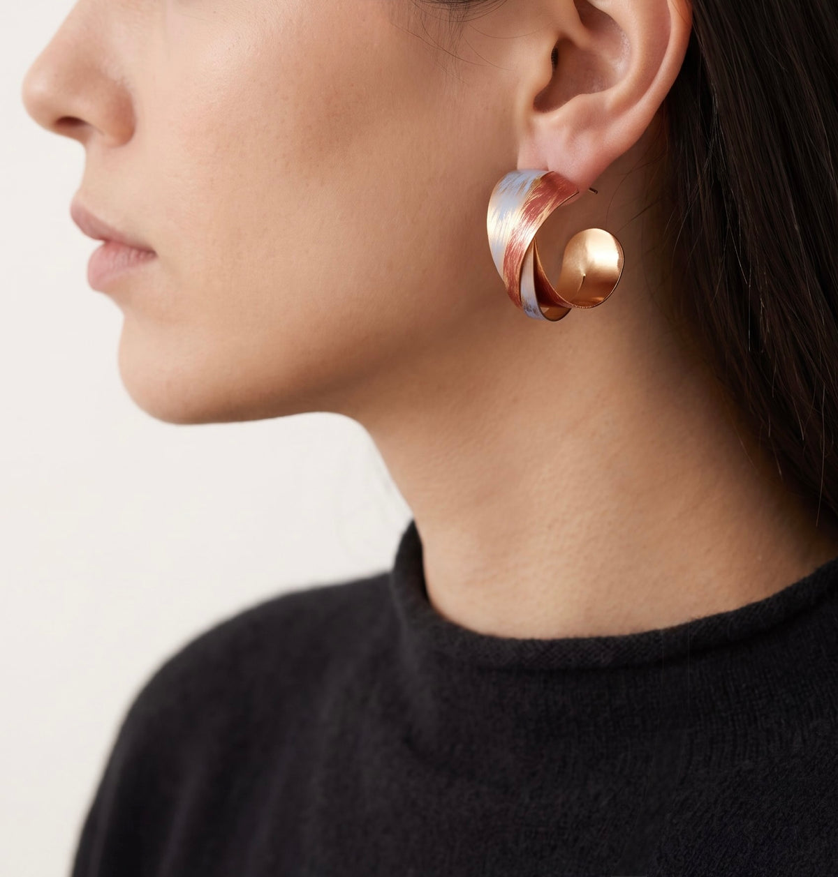 Twisted Flame Hoops | Recycled Brass & Enamel Statement Drops
