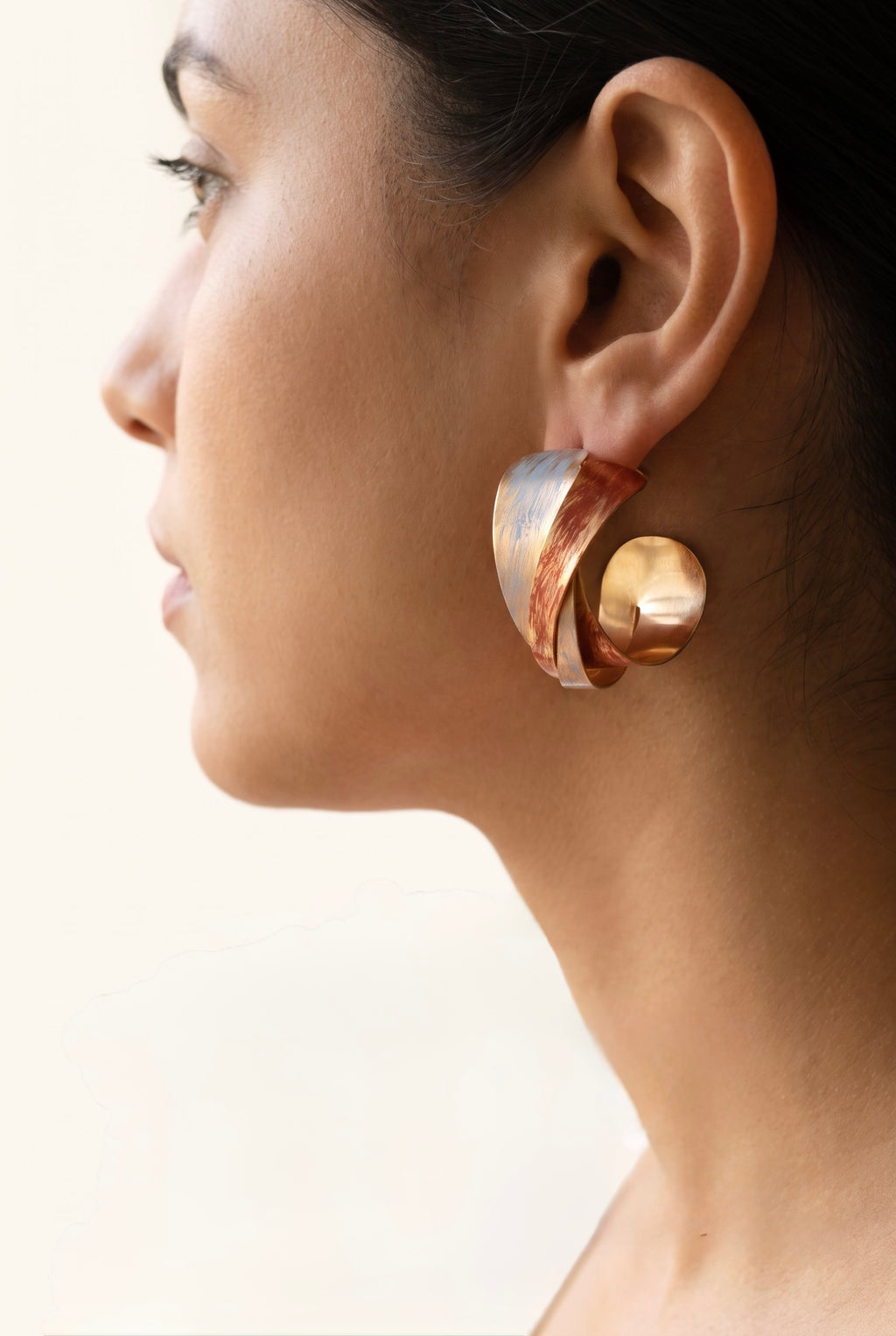 Twisted Flame Hoops | Recycled Brass & Enamel Statement Drops