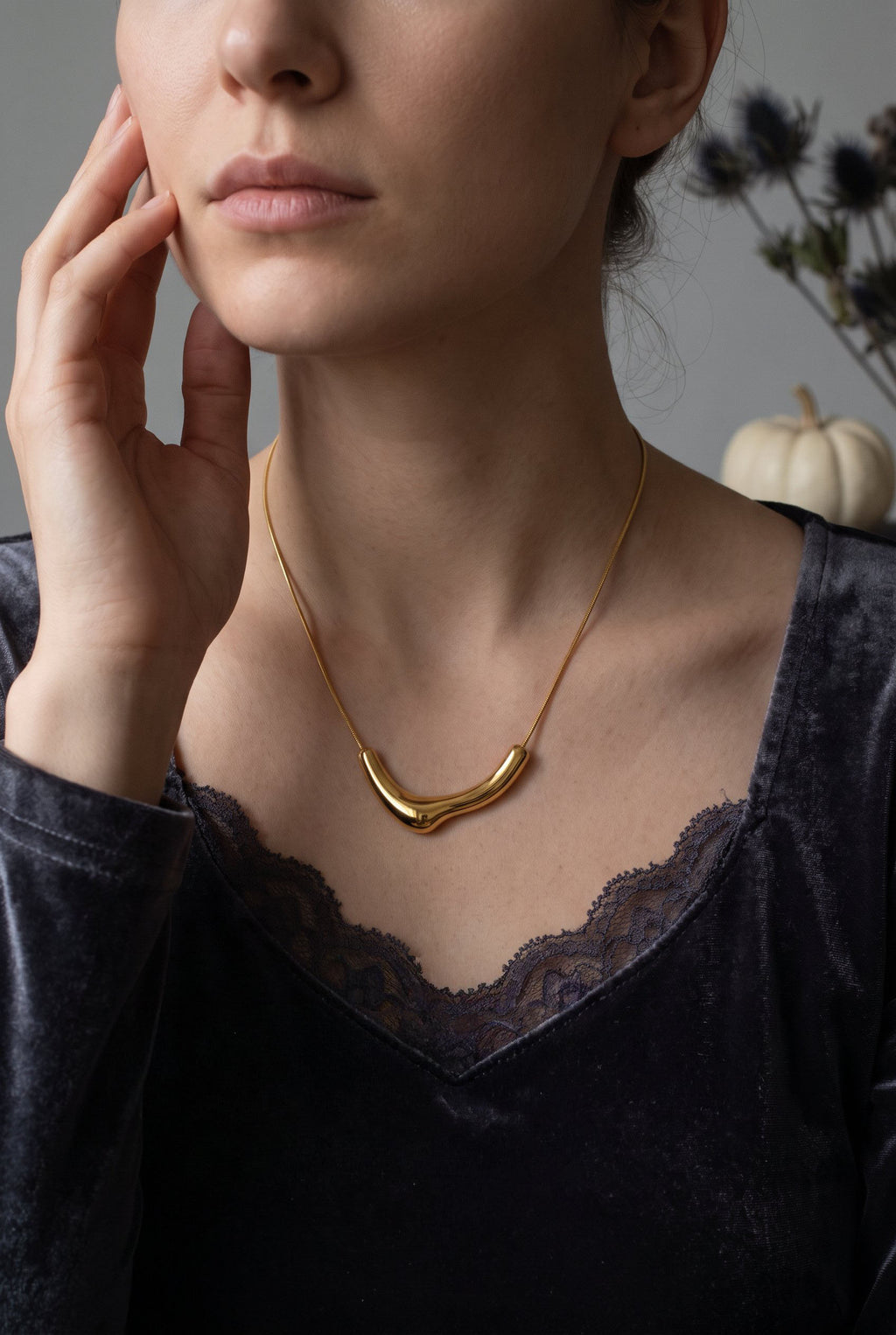 Curve Statement Necklace | 18K Gold Plated Sterling Silver