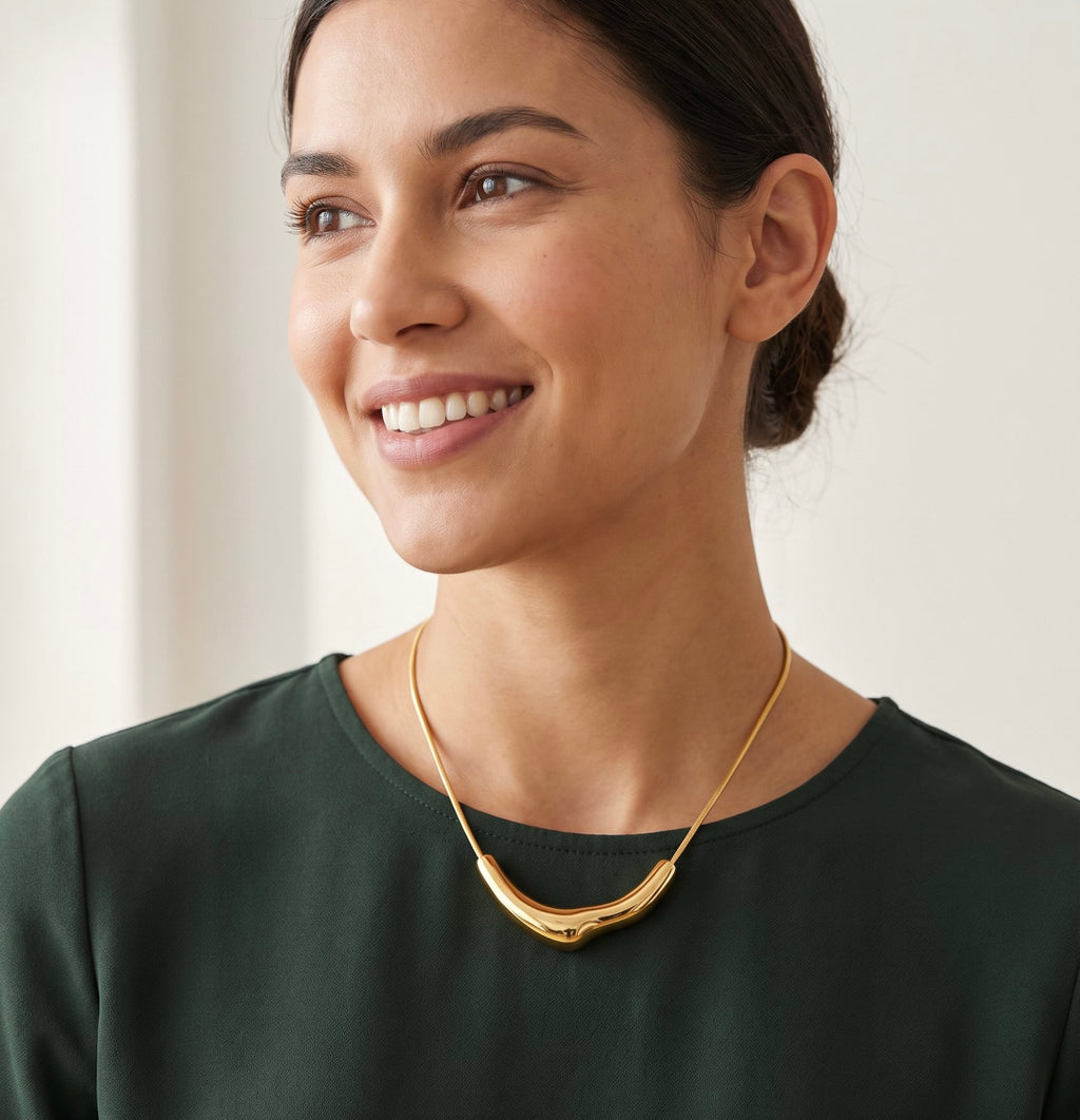 Curve Statement Necklace | 18K Gold Plated Sterling Silver