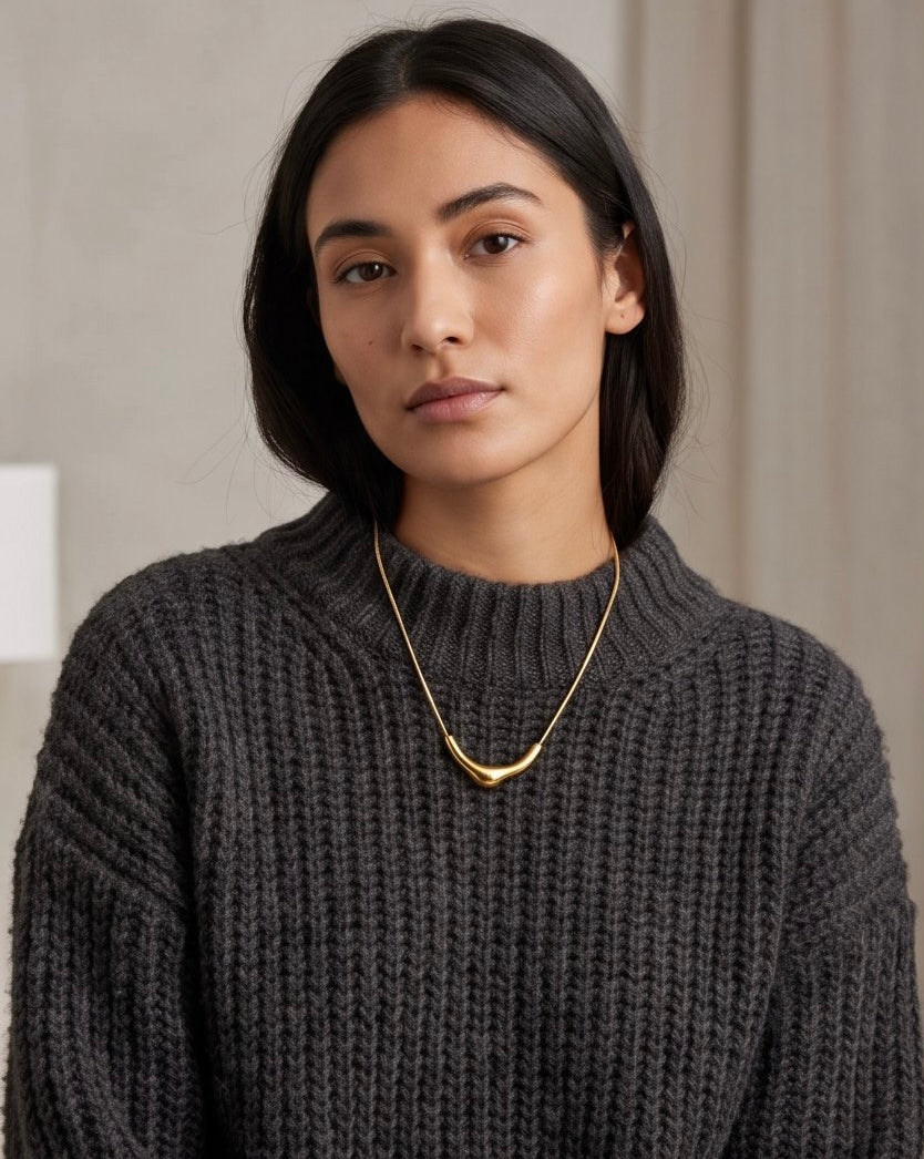 Curve Statement Necklace | 18K Gold Plated Sterling Silver