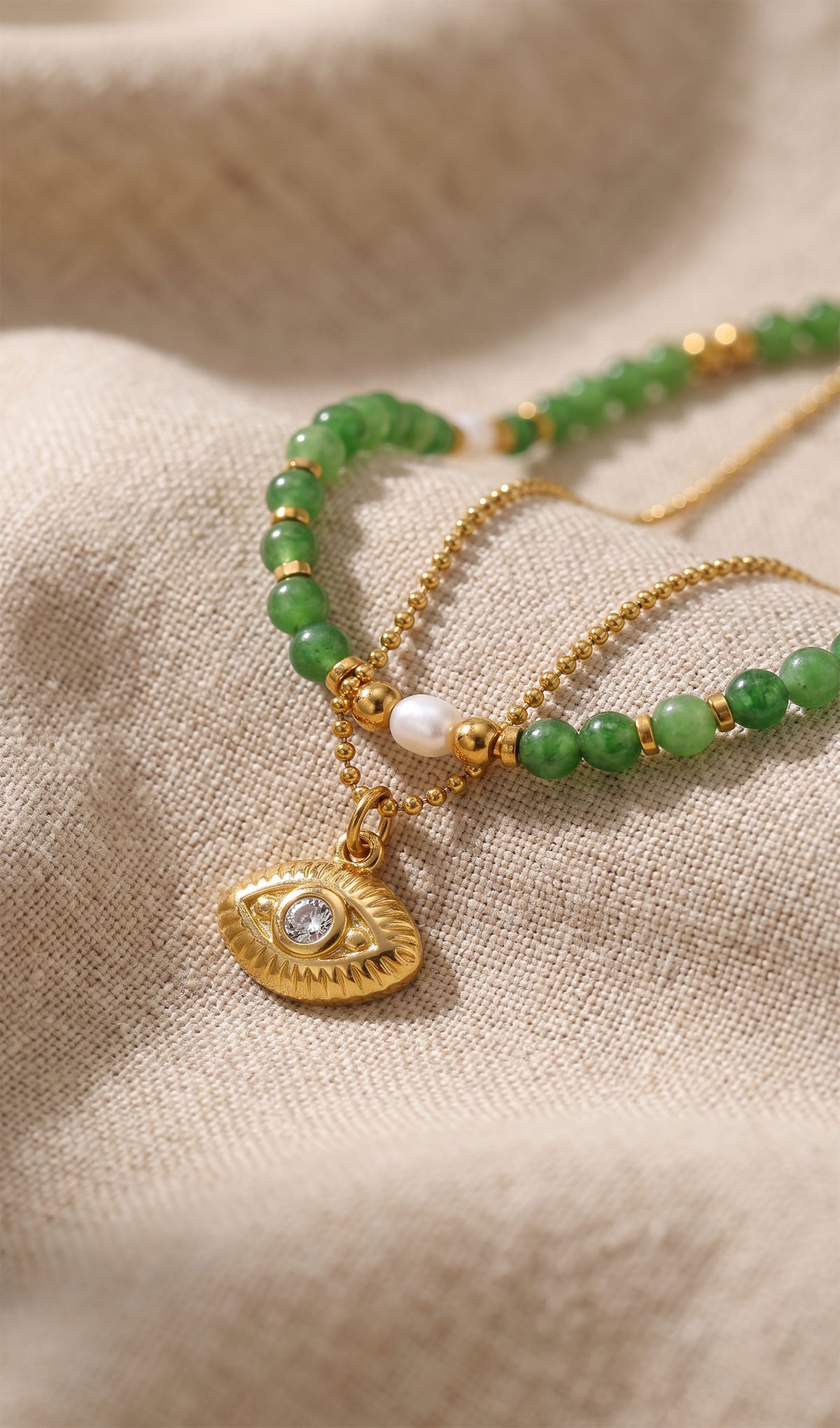 Mystic Eye Layered Necklace | Waterproof Gold Plated Stainless Steel & Gemstone