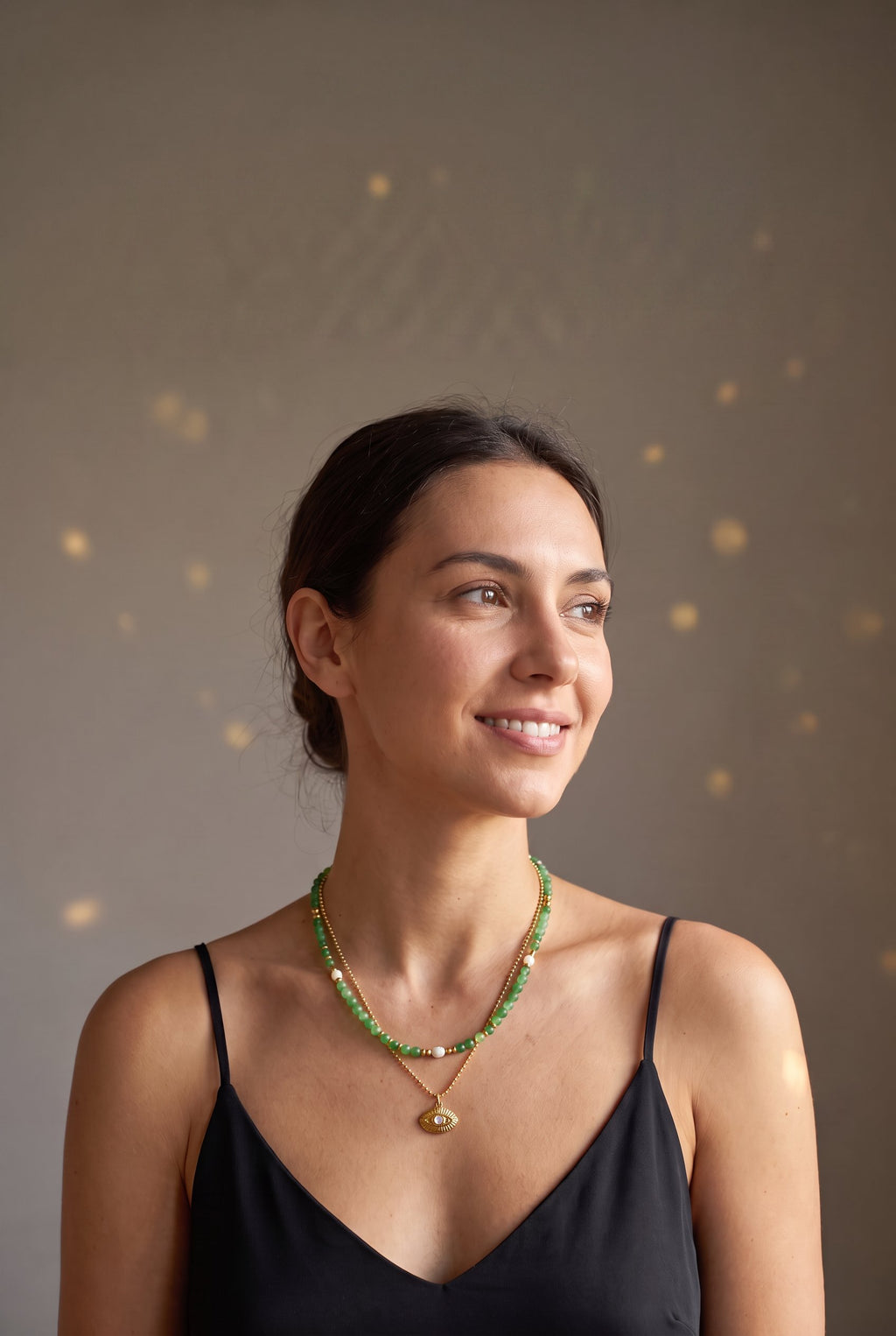 Mystic Eye Layered Necklace | Waterproof Gold Plated Stainless Steel & Gemstone