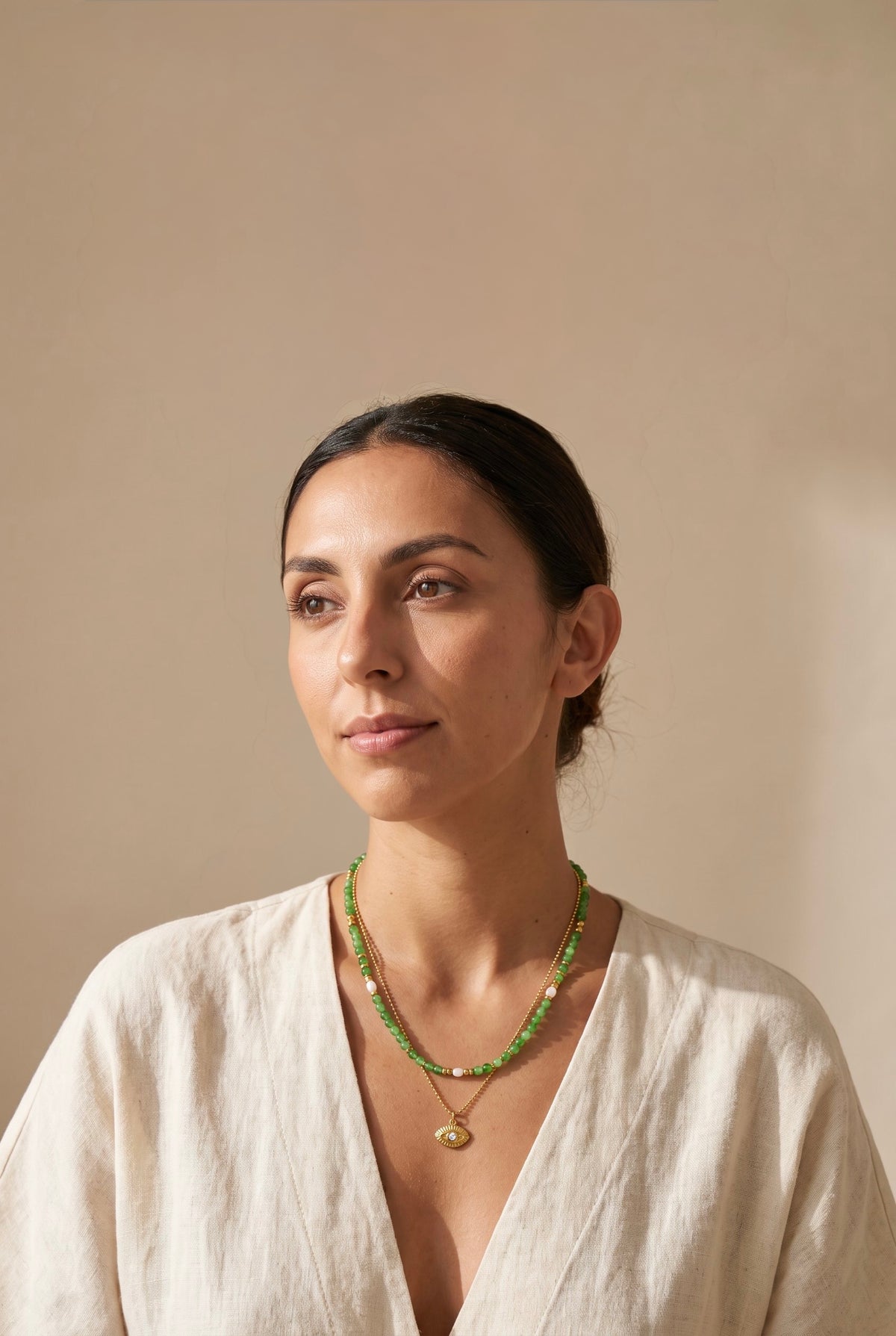 Mystic Eye Layered Necklace | Waterproof Gold Plated Stainless Steel & Gemstone
