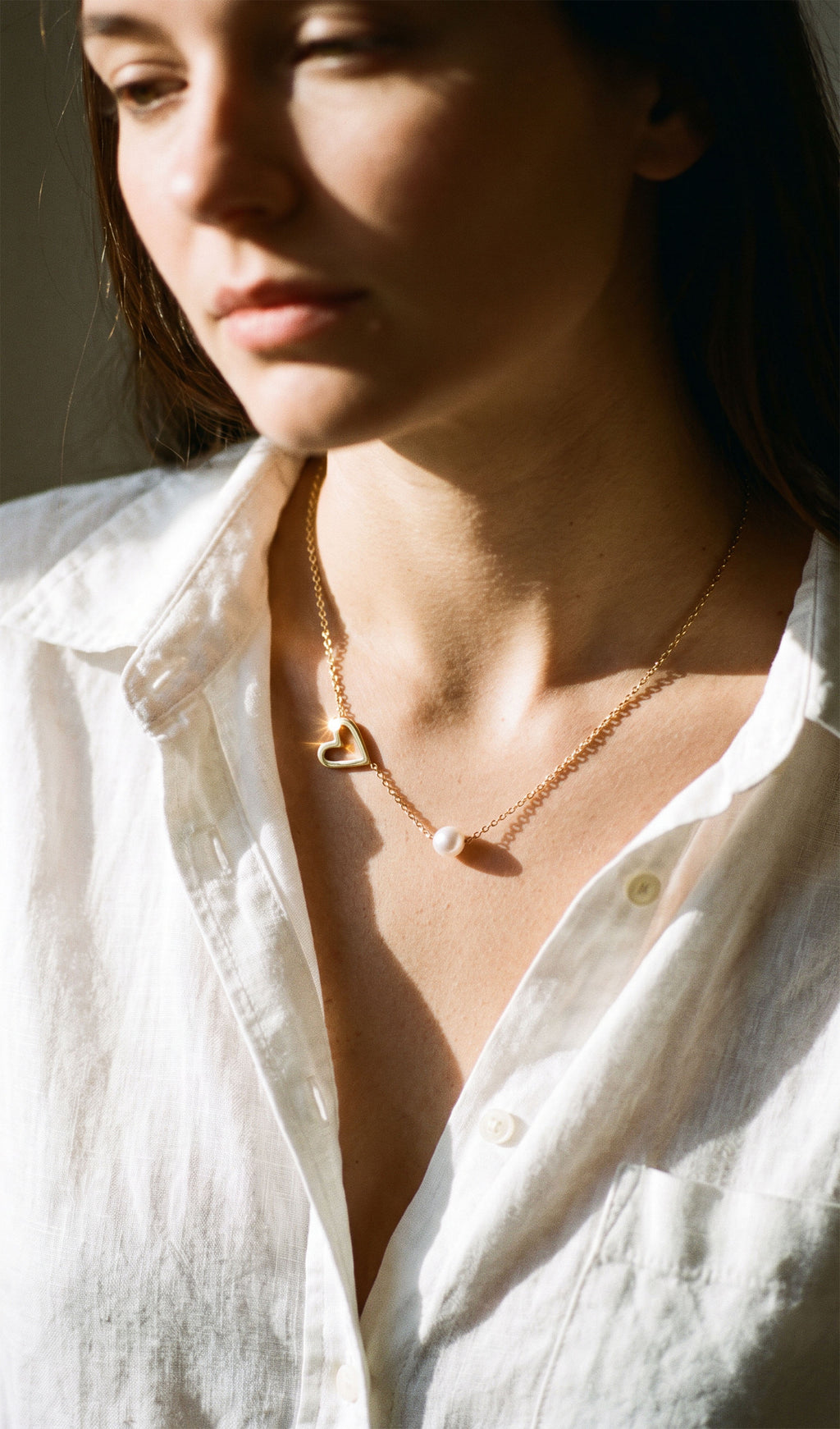 Pearl Heart Embrace Necklace | Gold Plated Stainless Steel