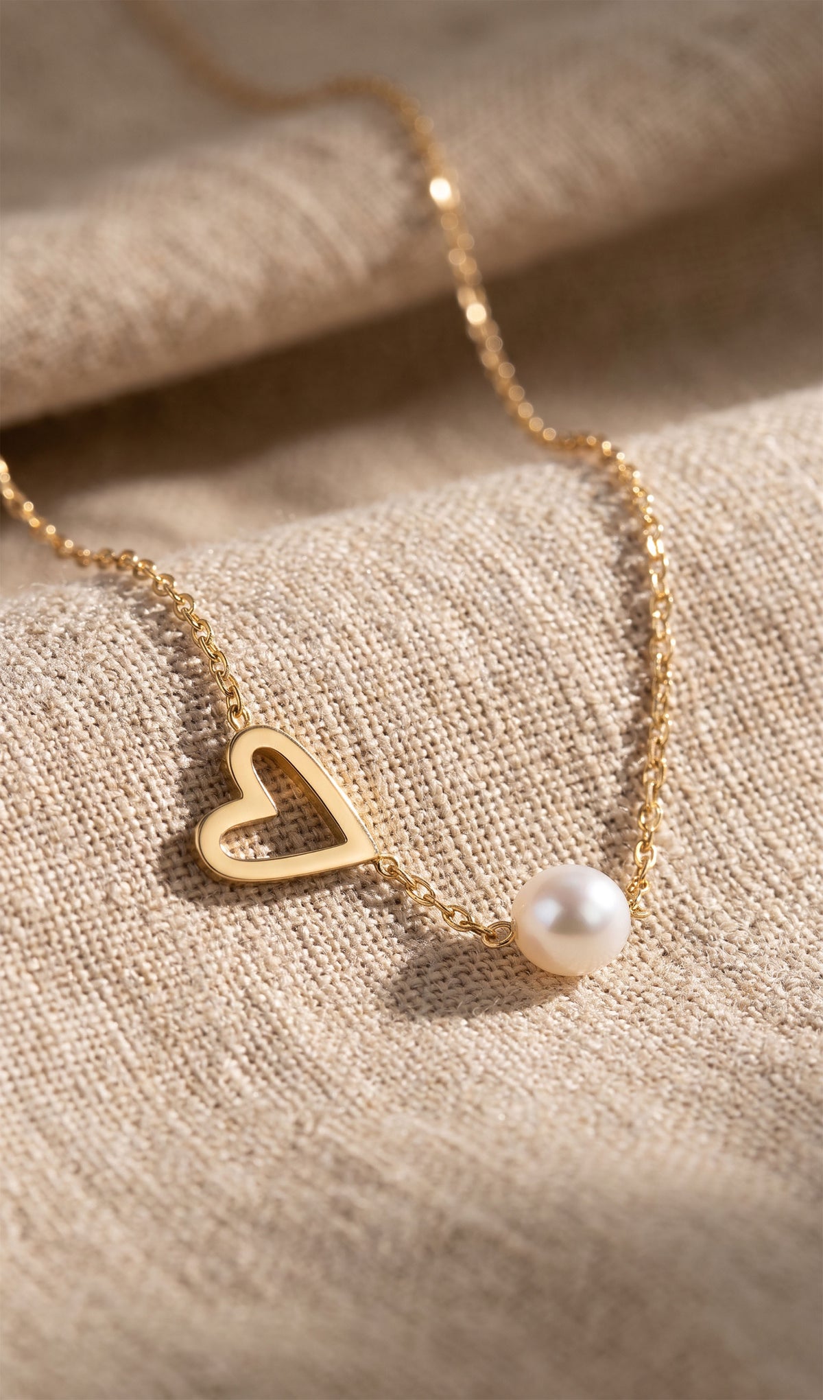 Pearl Heart Embrace Necklace | Gold Plated Stainless Steel