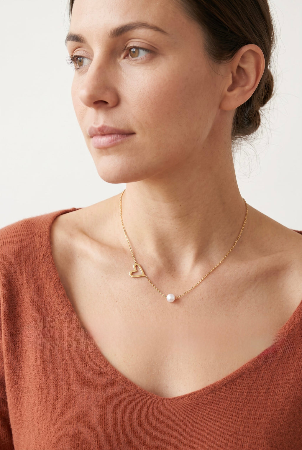 Pearl Heart Embrace Necklace | Gold Plated Stainless Steel