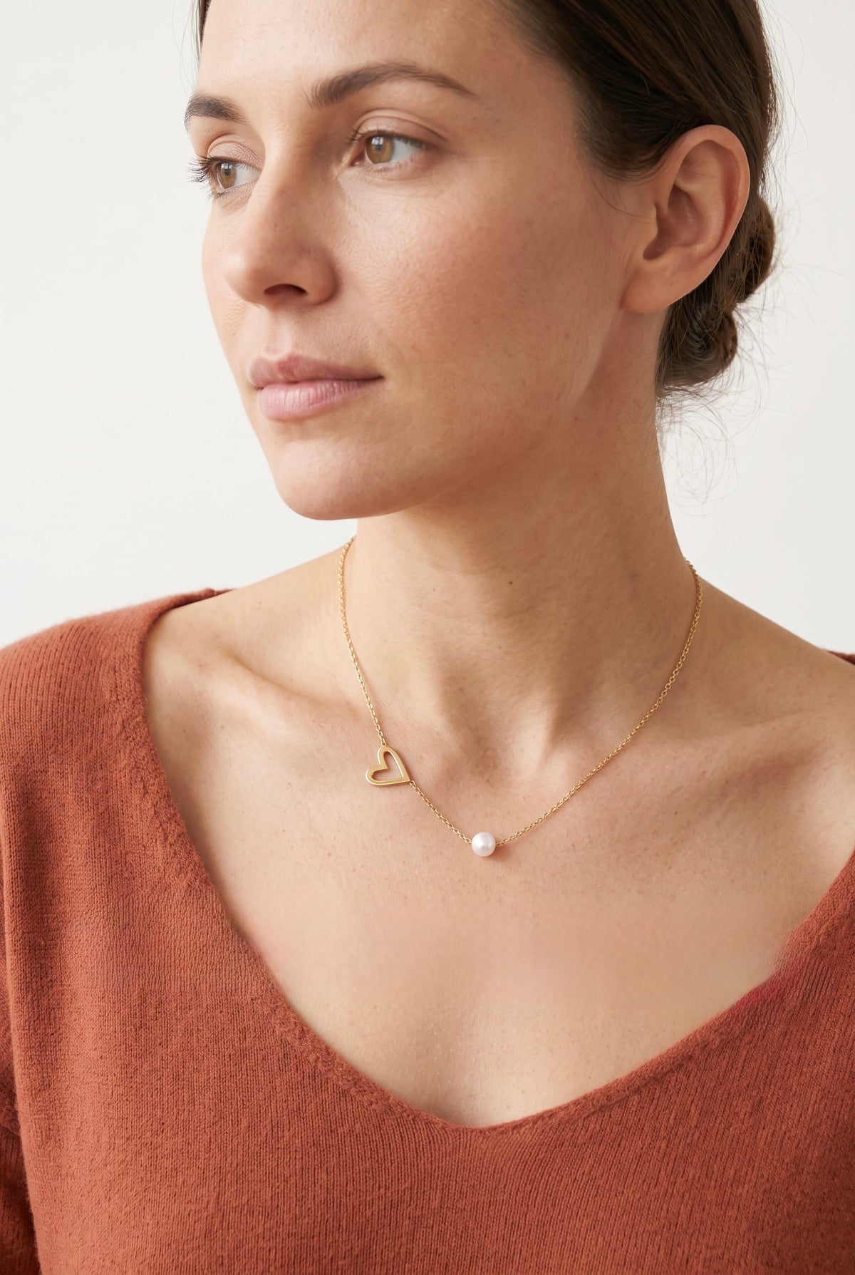 Pearl Heart Embrace Necklace | Gold Plated Stainless Steel