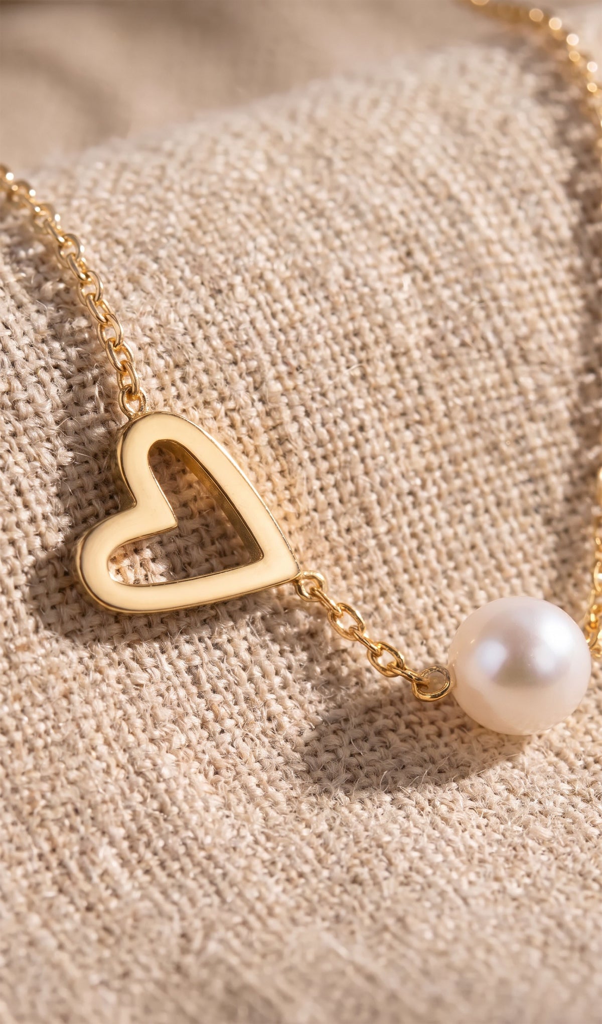 Pearl Heart Embrace Necklace | Gold Plated Stainless Steel