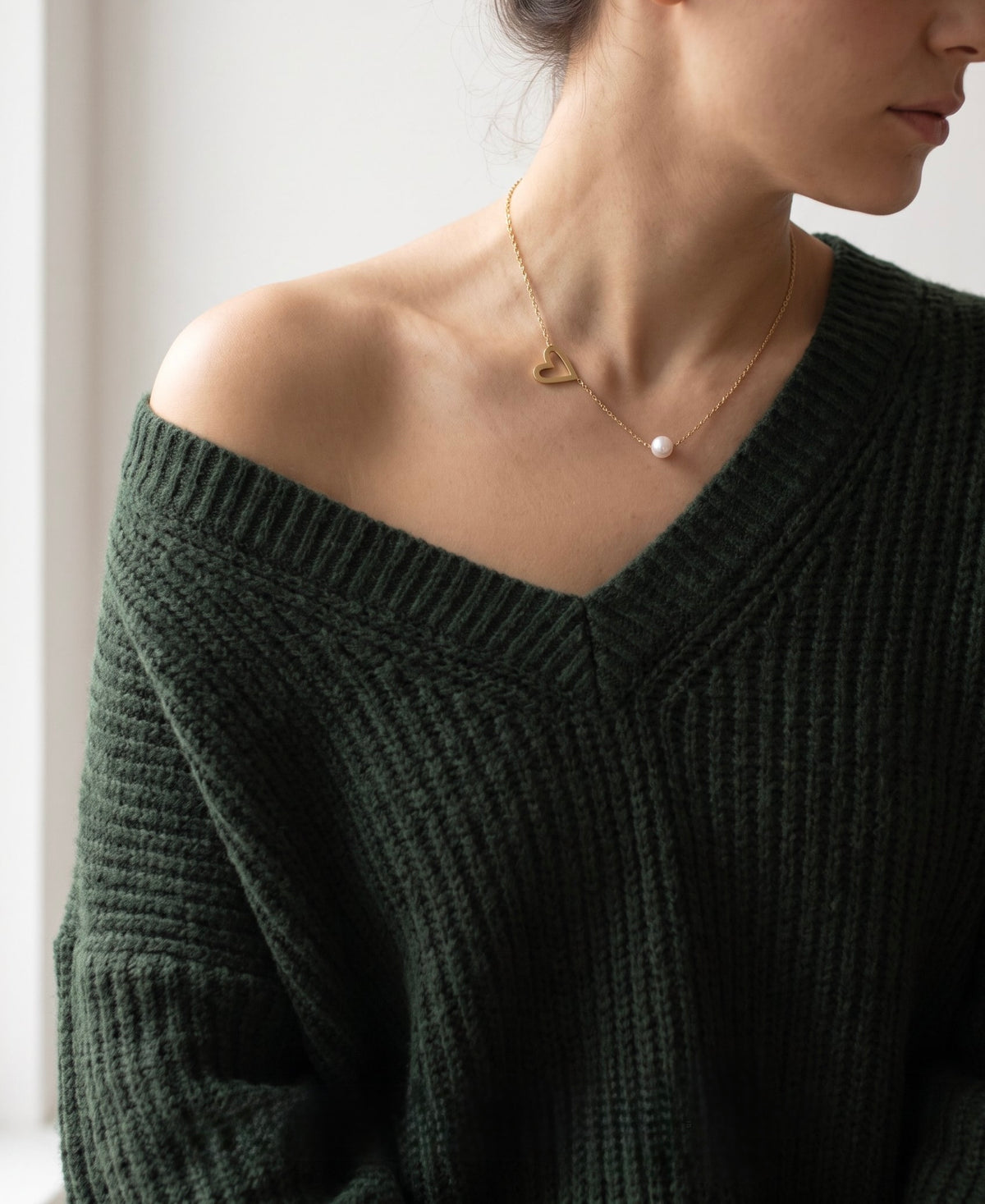 Pearl Heart Embrace Necklace | Gold Plated Stainless Steel