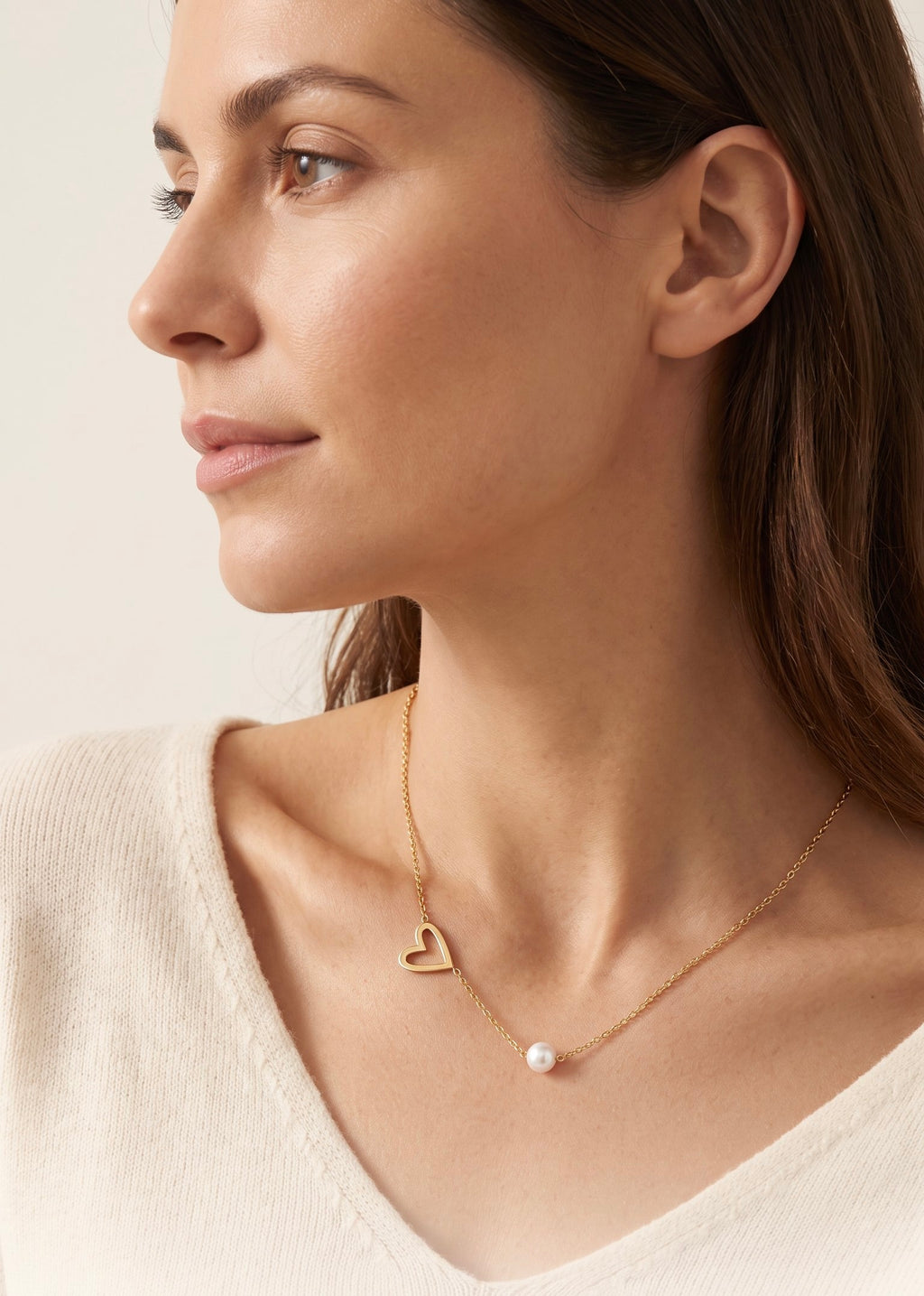 Pearl Heart Embrace Necklace | Gold Plated Stainless Steel