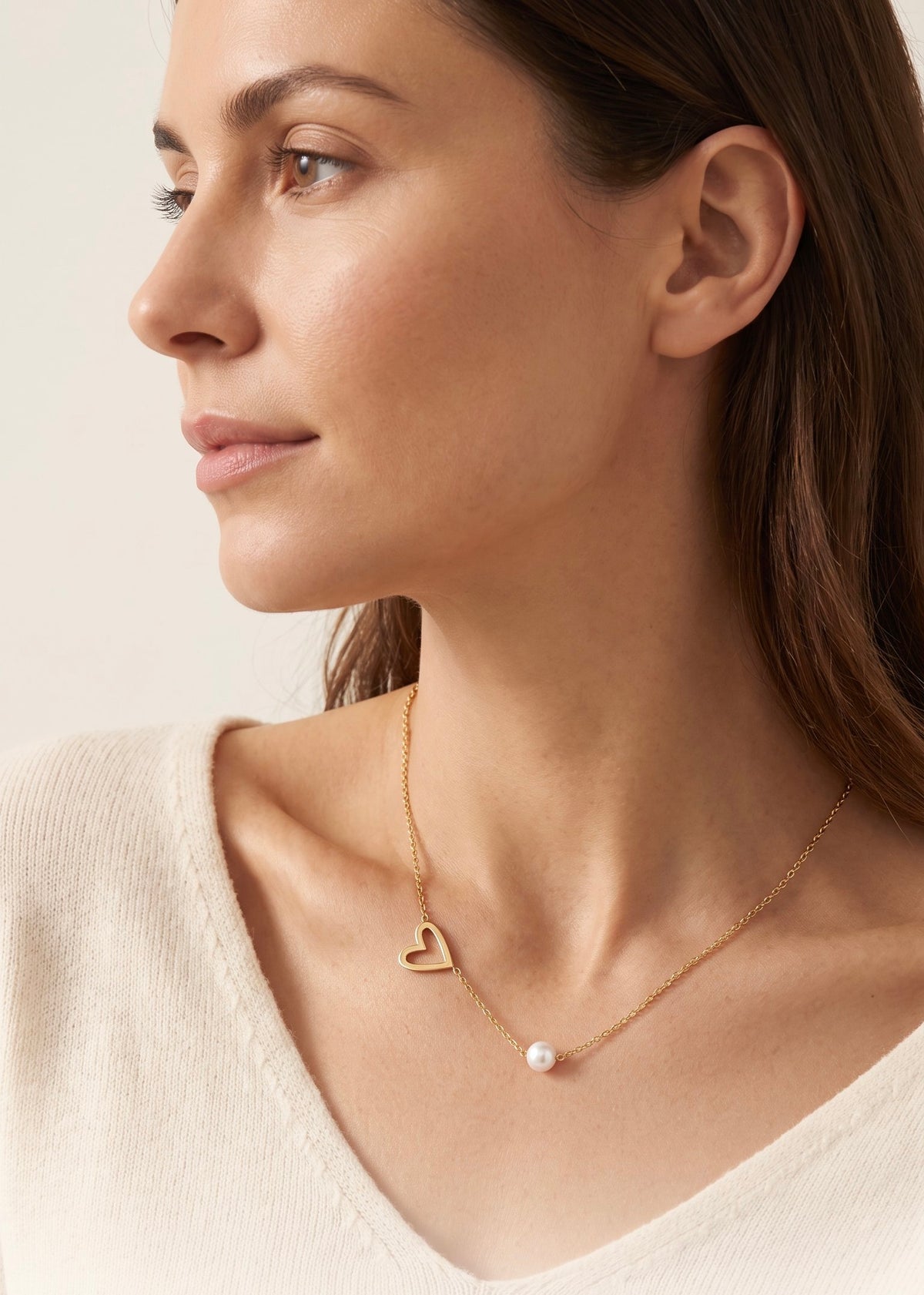 Pearl Heart Embrace Necklace | Gold Plated Stainless Steel
