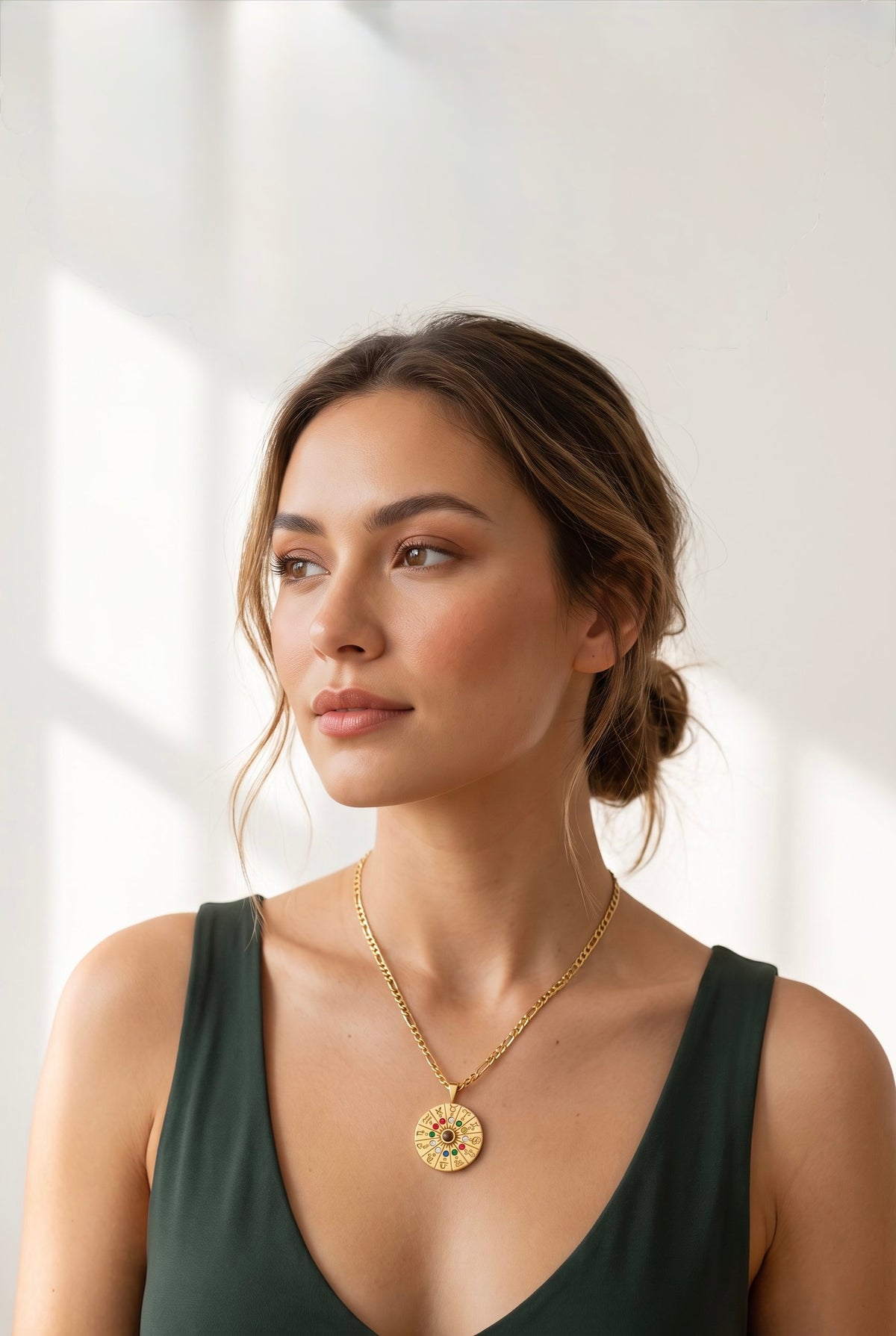 Zodiac Wheel Medallion Necklace | Gold Plated Stainless Steel & Zirconia