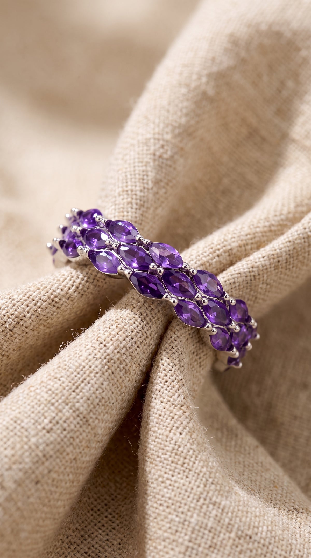 Amethyst Dreams Adjustable Ring | Gold Plated Recycled Brass with Purple Cubic Zirconia