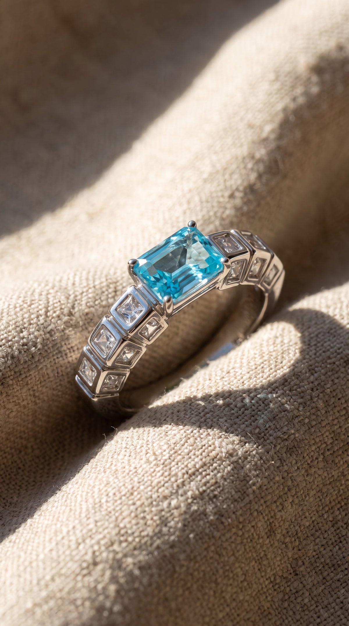 Azure Architect Ring | Gold Plated Recycled Brass with Sapphire Blue Cubic Zirconia