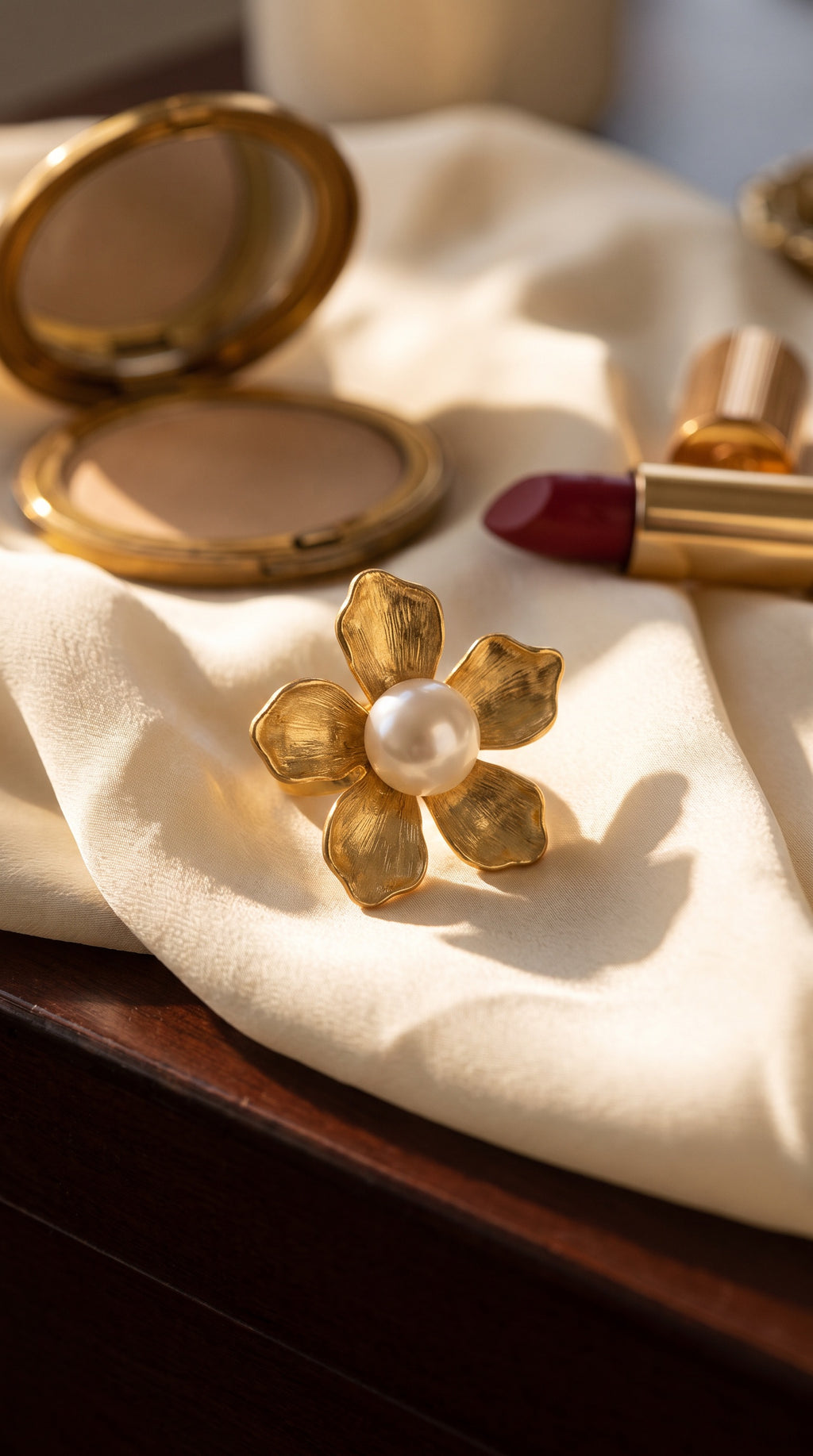Blooming Pearl Statement Ring | Gold Plated Recycled Brass and Cotton Pearl